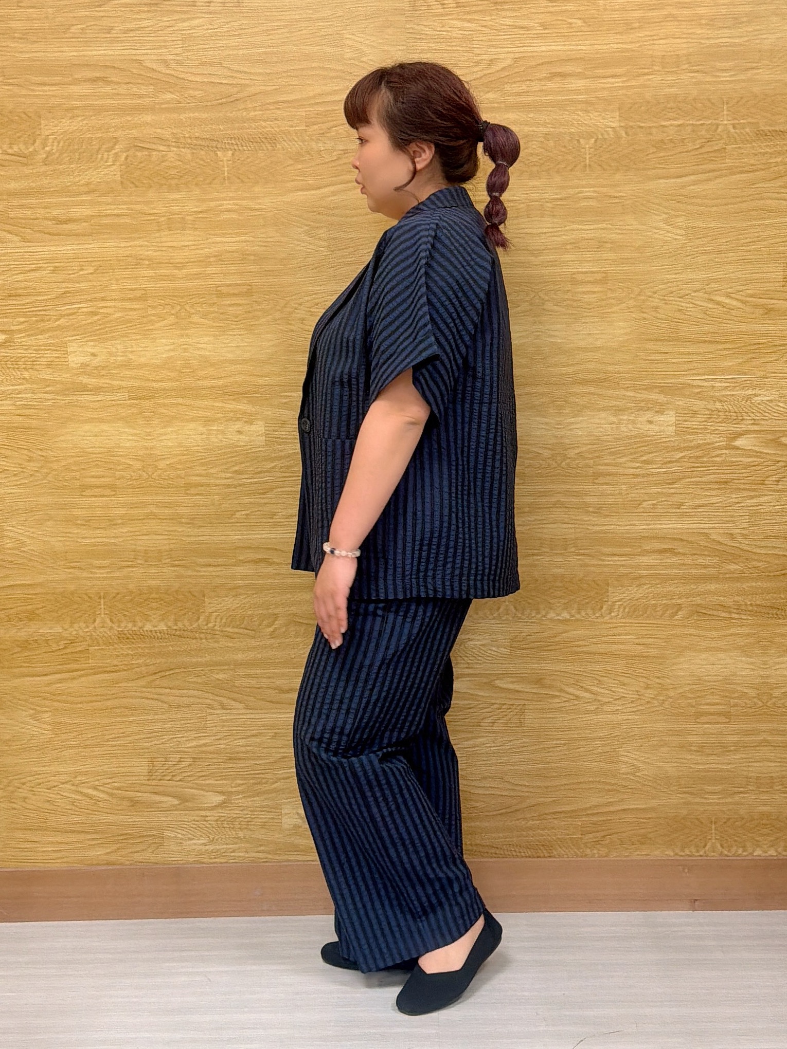 ぁむさんの「SHOO･LA･RUE｜【S-LL/吸水速乾/セットアップ可】羽織るだけで主役になる サッカーストライプシャツジャケット」を使ったコーディネート