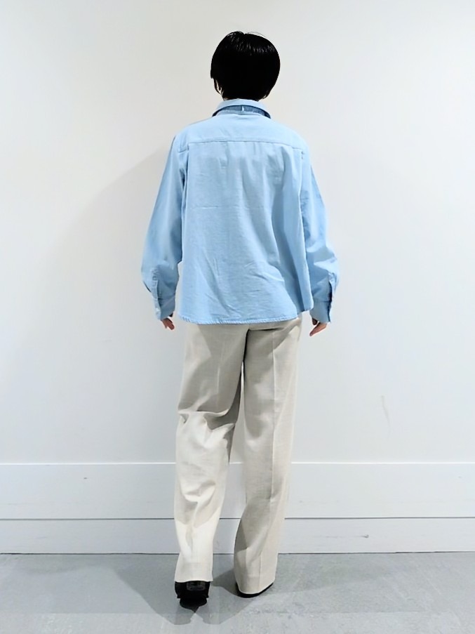 ミズタさんの「UNTITLED｜◆【セットアップ可/ボウタイ】ライトウェイトデニムブラウス」を使ったコーディネート