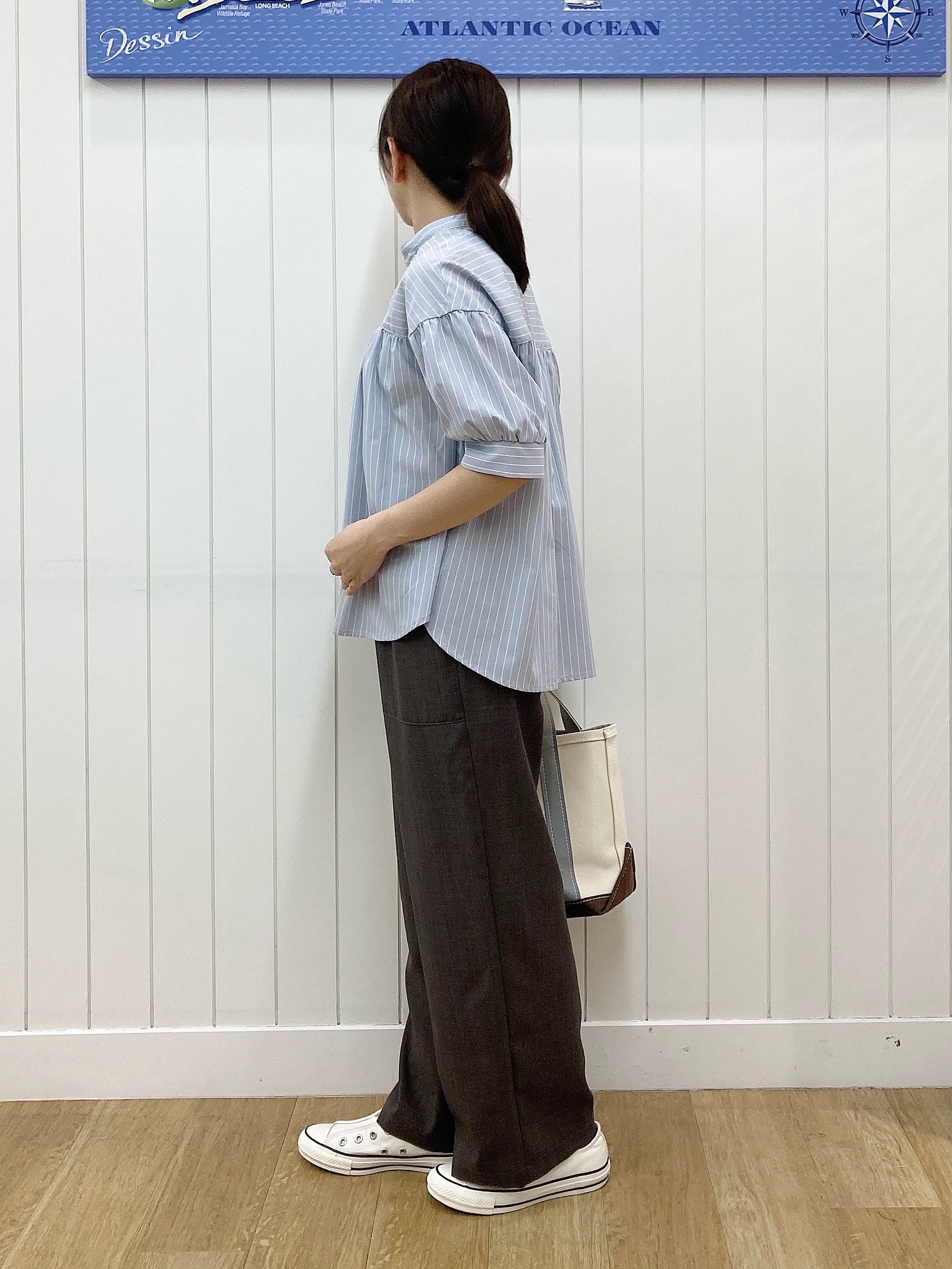 yoshiさんの「Dessin｜【洗える】ストライプスキッパーシャツ」を使ったコーディネート
