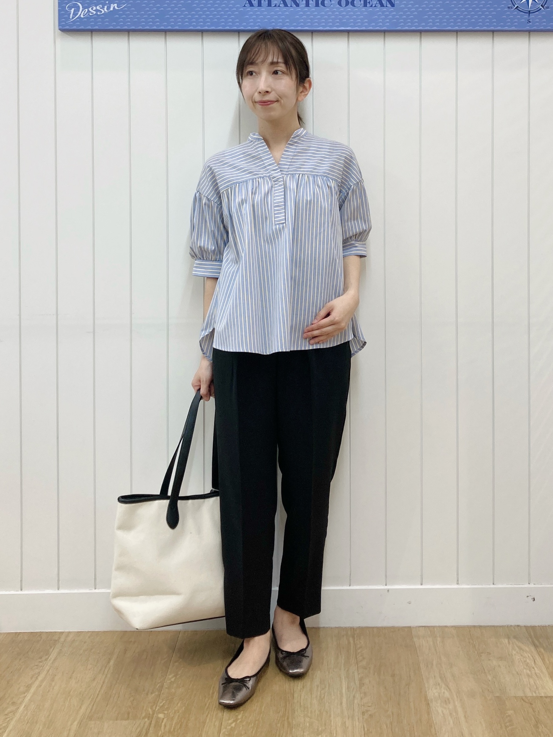 yoshiさんの「Dessin｜【洗える】ストライプスキッパーシャツ」を使ったコーディネート