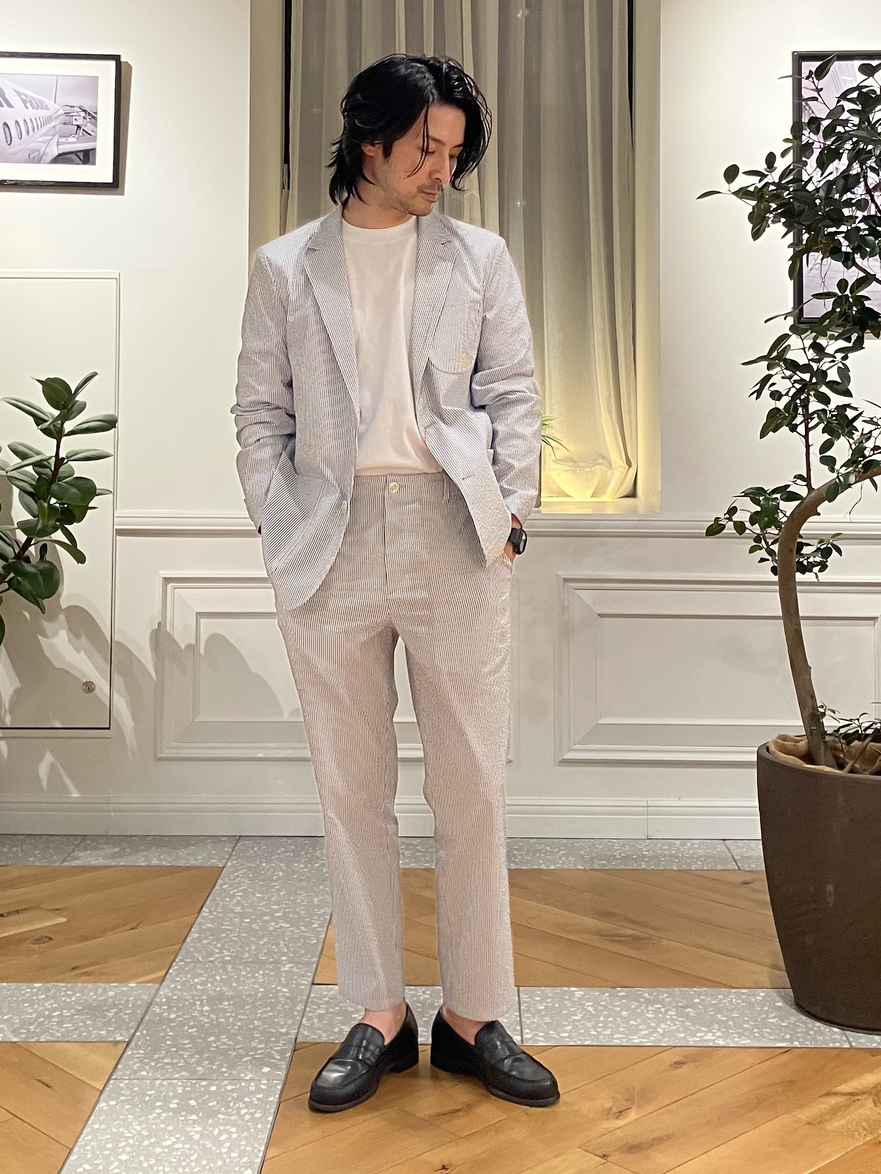 junyaさんの「DRESSTERIOR｜【抗菌防臭／UVカット／しわ防止】クールデオドラント フライスロングTシャツ」を使ったコーディネート