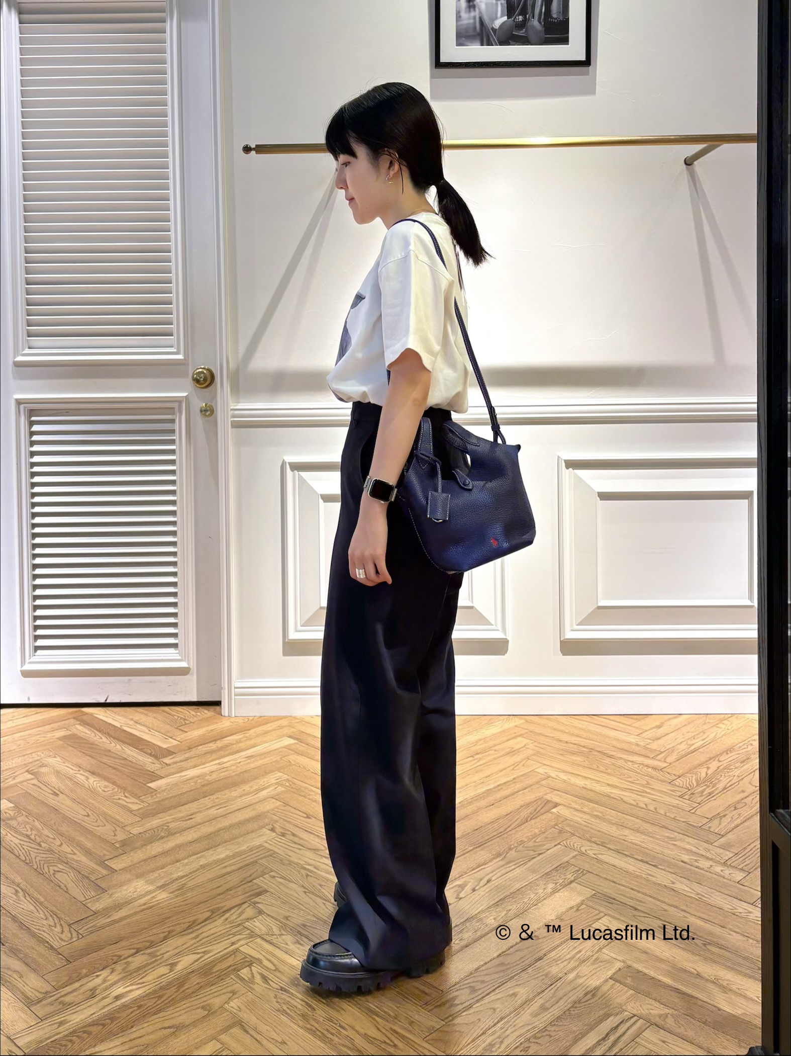 cocoさんの「DRESSTERIOR｜【接触冷感/セットアップ可】ストレッチ ワイドパンツ」を使ったコーディネート