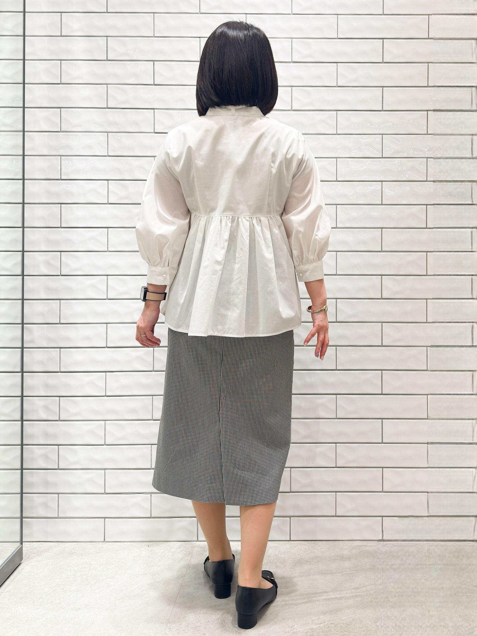 Minさんの「OPAQUE.CLIP｜ペプラムブラウス／ボウタイ取り外し可【洗濯機OK／イージーアイロン／防シワ】《XS～LL／8col》」を使ったコーディネート