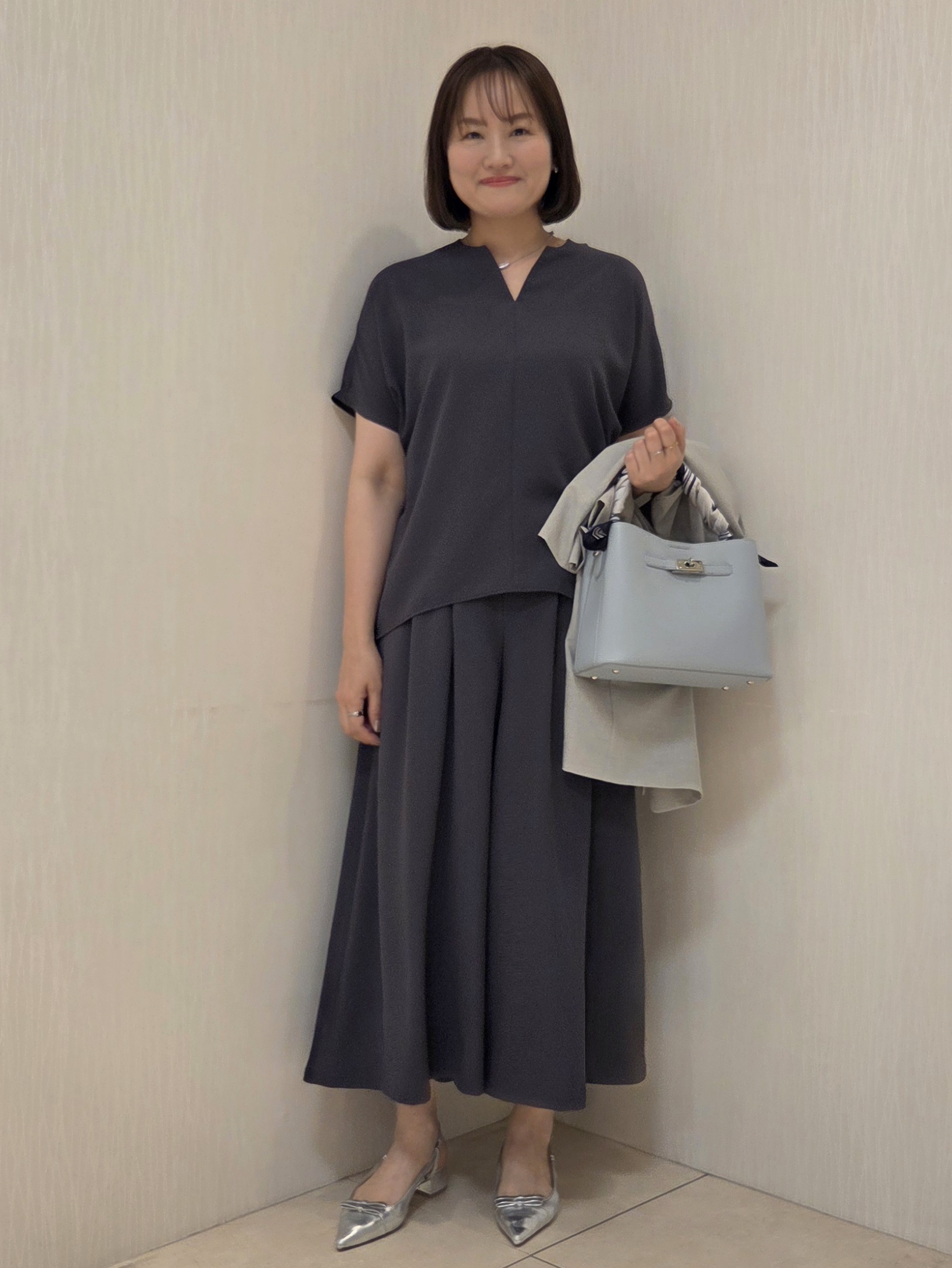 naokoさんの「UNTITLED｜【シワになりにくい/セットアップ可/接触冷感】ハーフスリーブジャケット」を使ったコーディネート