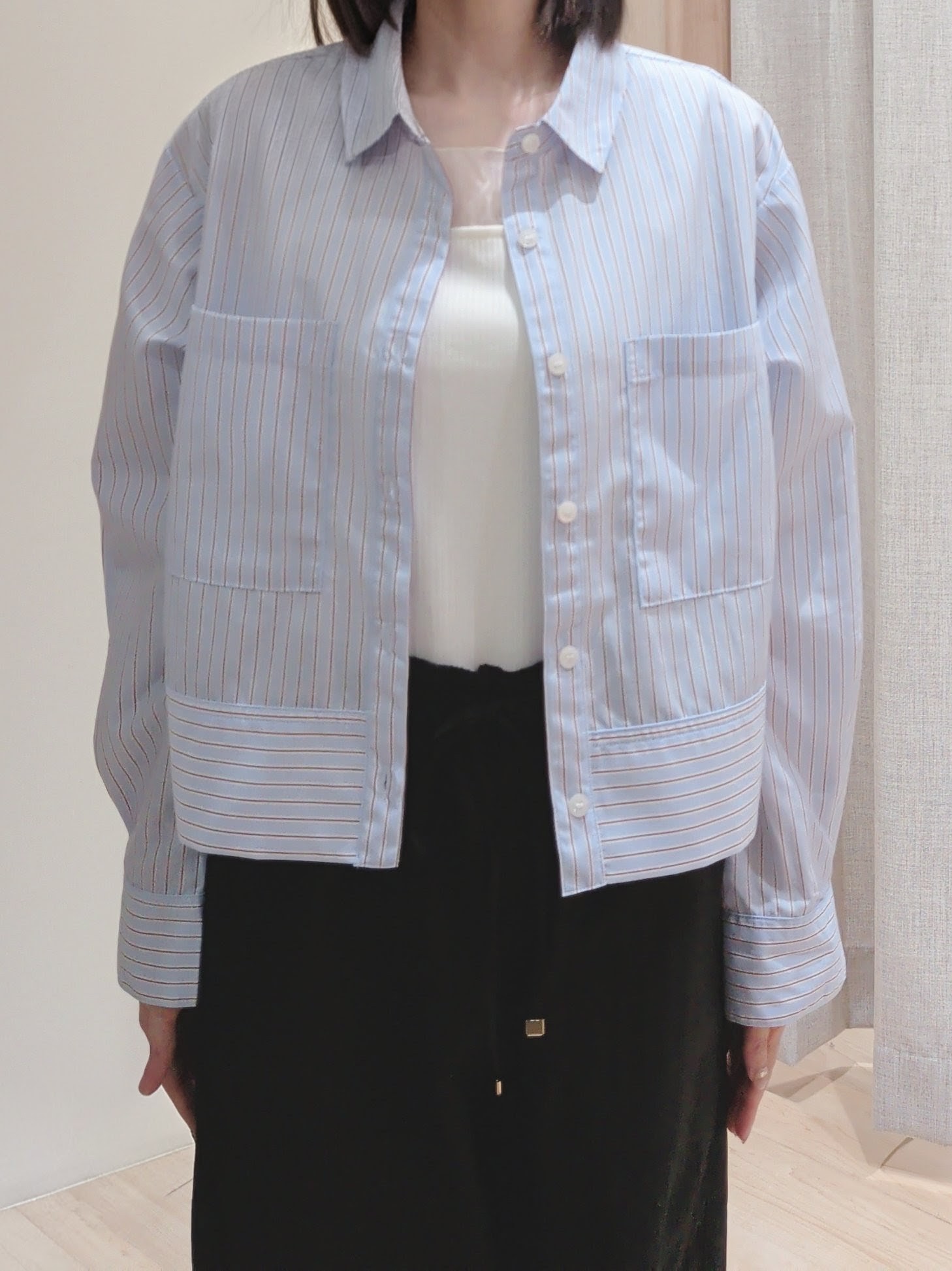 Yuiさんの「grove｜【イージーケア】麻混クロップドシャツ」を使ったコーディネート