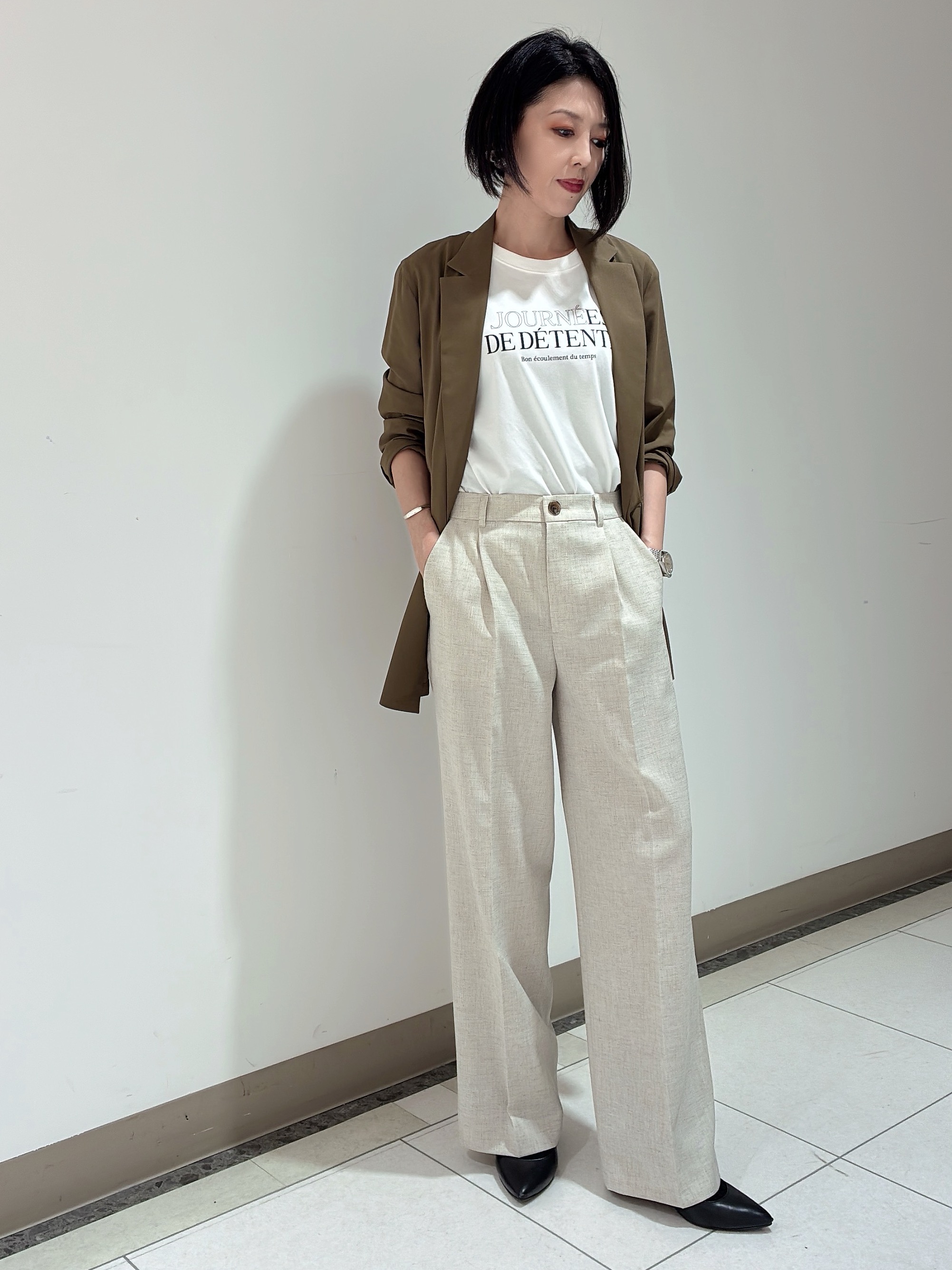 環さんの「UNTITLED｜◆【セットアップ可/接触冷感/通気性】ドライシアーダブルジャケット」を使ったコーディネート