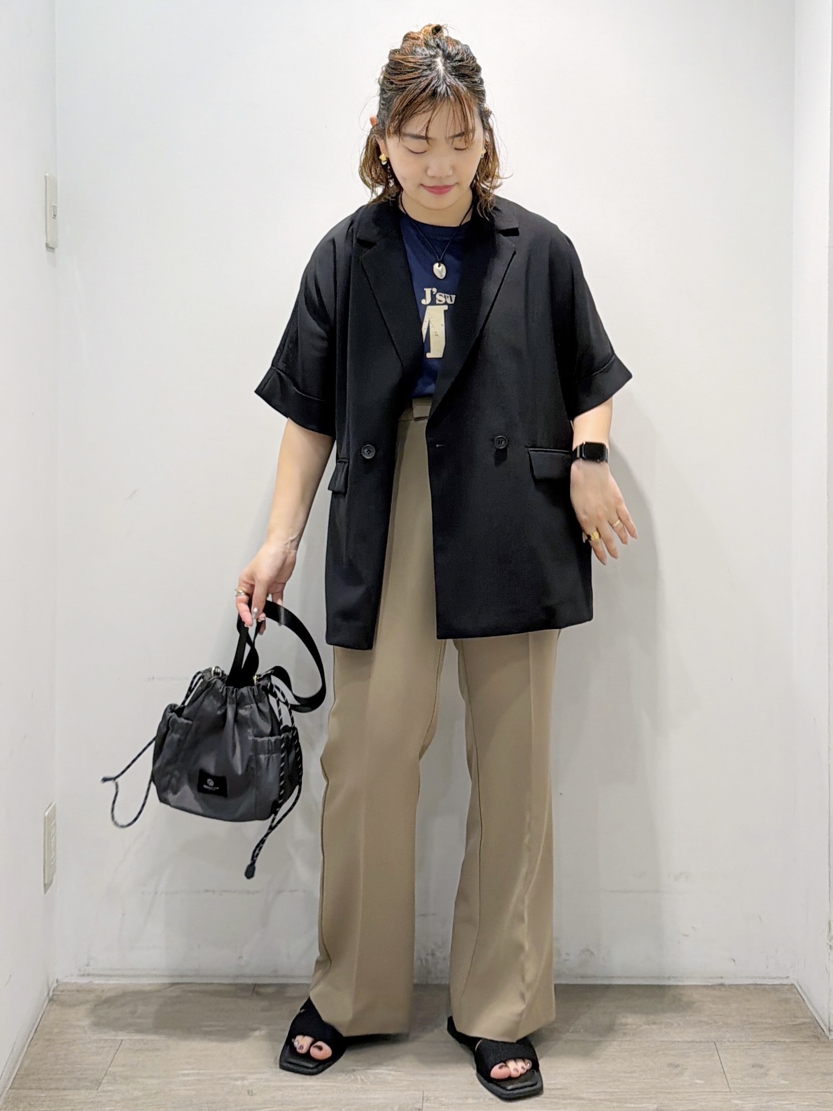 sumicaさんの「OPAQUE.CLIP｜【接触冷感／吸水速乾／防シワ】リネンライクテーラードジャケット《洗濯機OK》」を使ったコーディネート