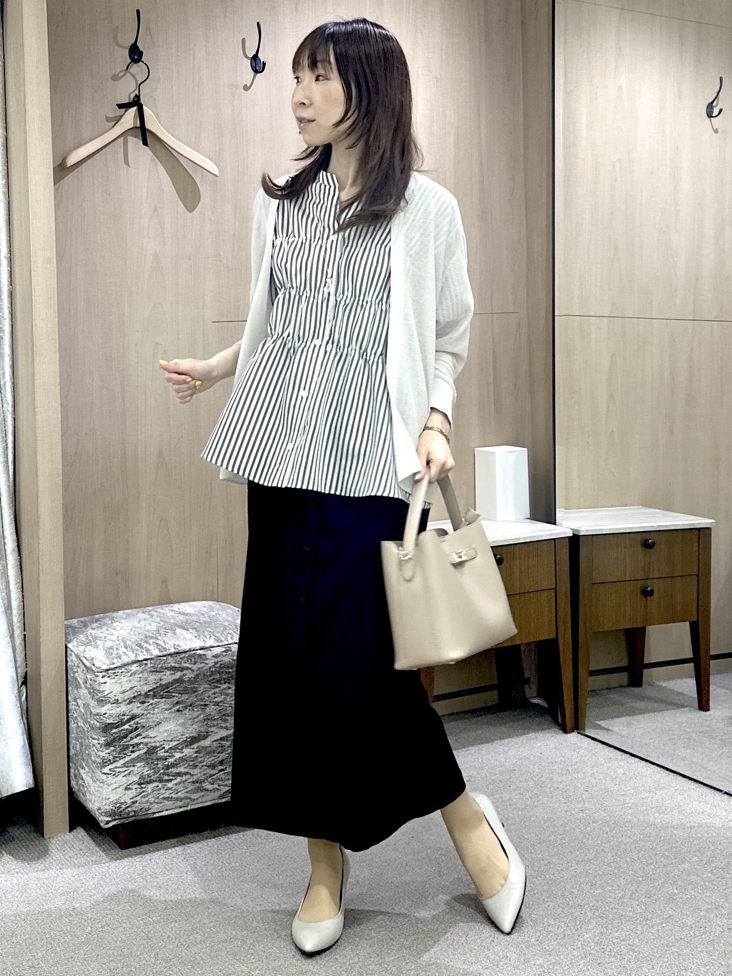 Miwaさんの「UNTITLED｜ストライプシャーリングブラウス」を使ったコーディネート