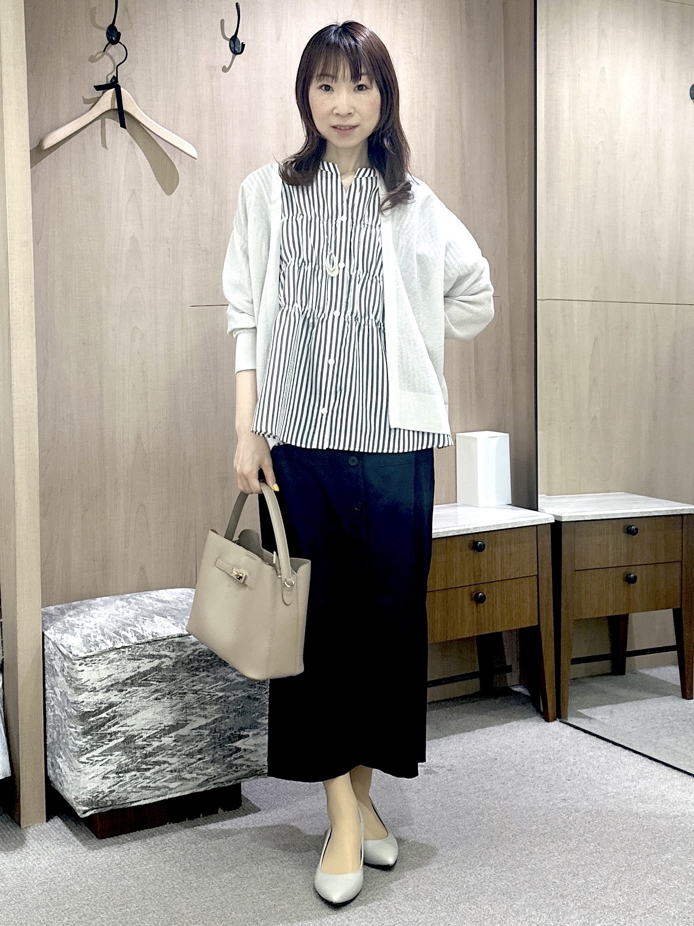 Miwaさんの「UNTITLED｜ストライプシャーリングブラウス」を使ったコーディネート