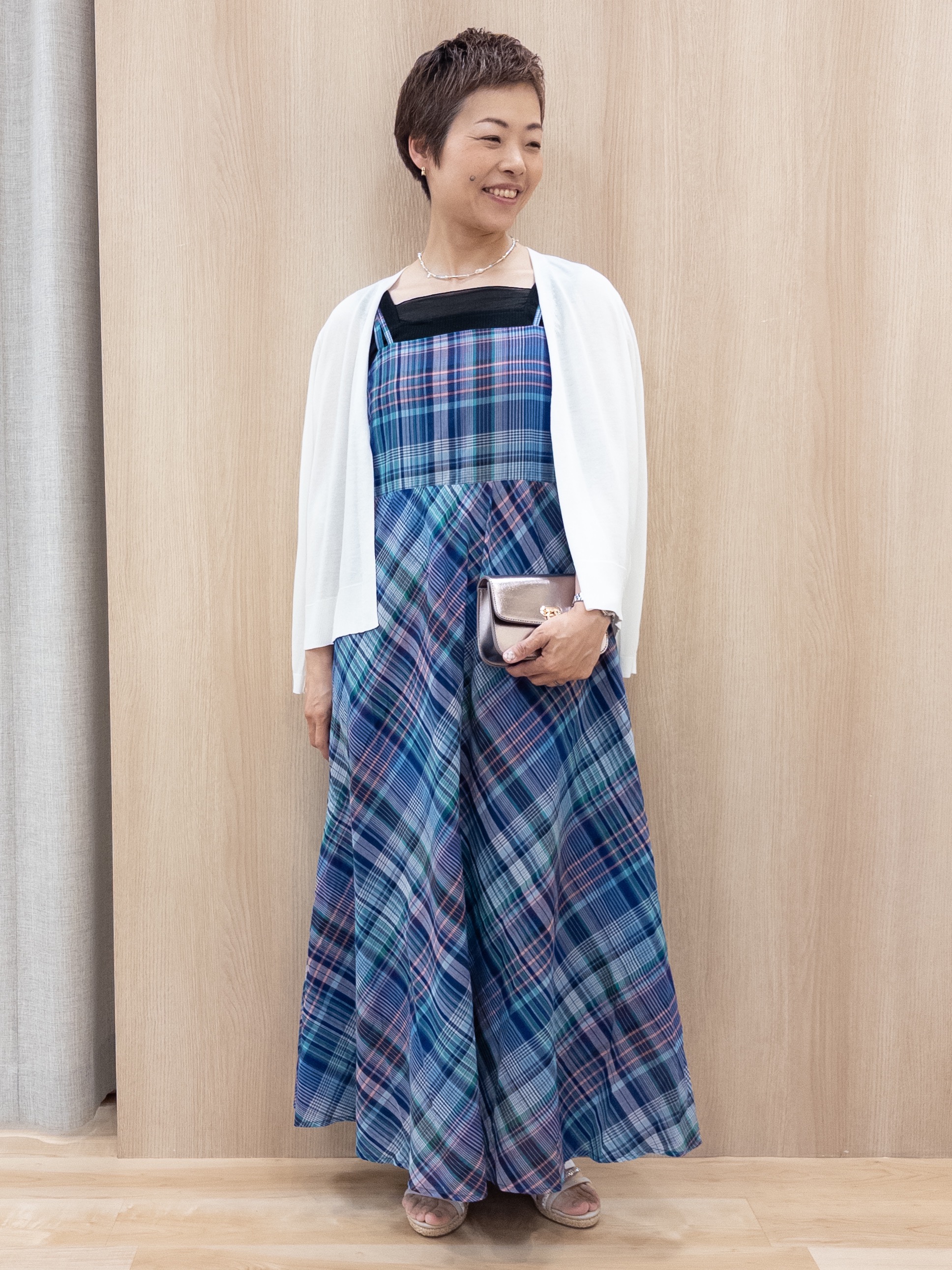 シュウコさんの「grove｜【UVカット/接触冷感】プリントアソート5分袖Tシャツ」を使ったコーディネート