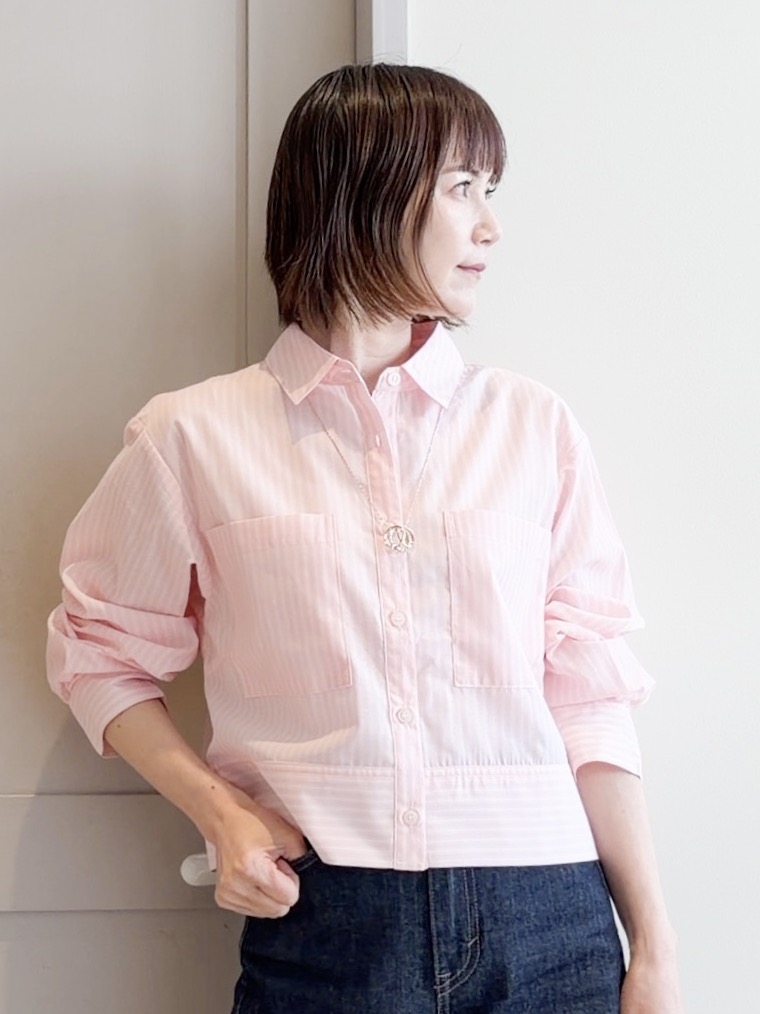 yamakoさんの「grove｜【イージーケア】麻混クロップドシャツ」を使ったコーディネート
