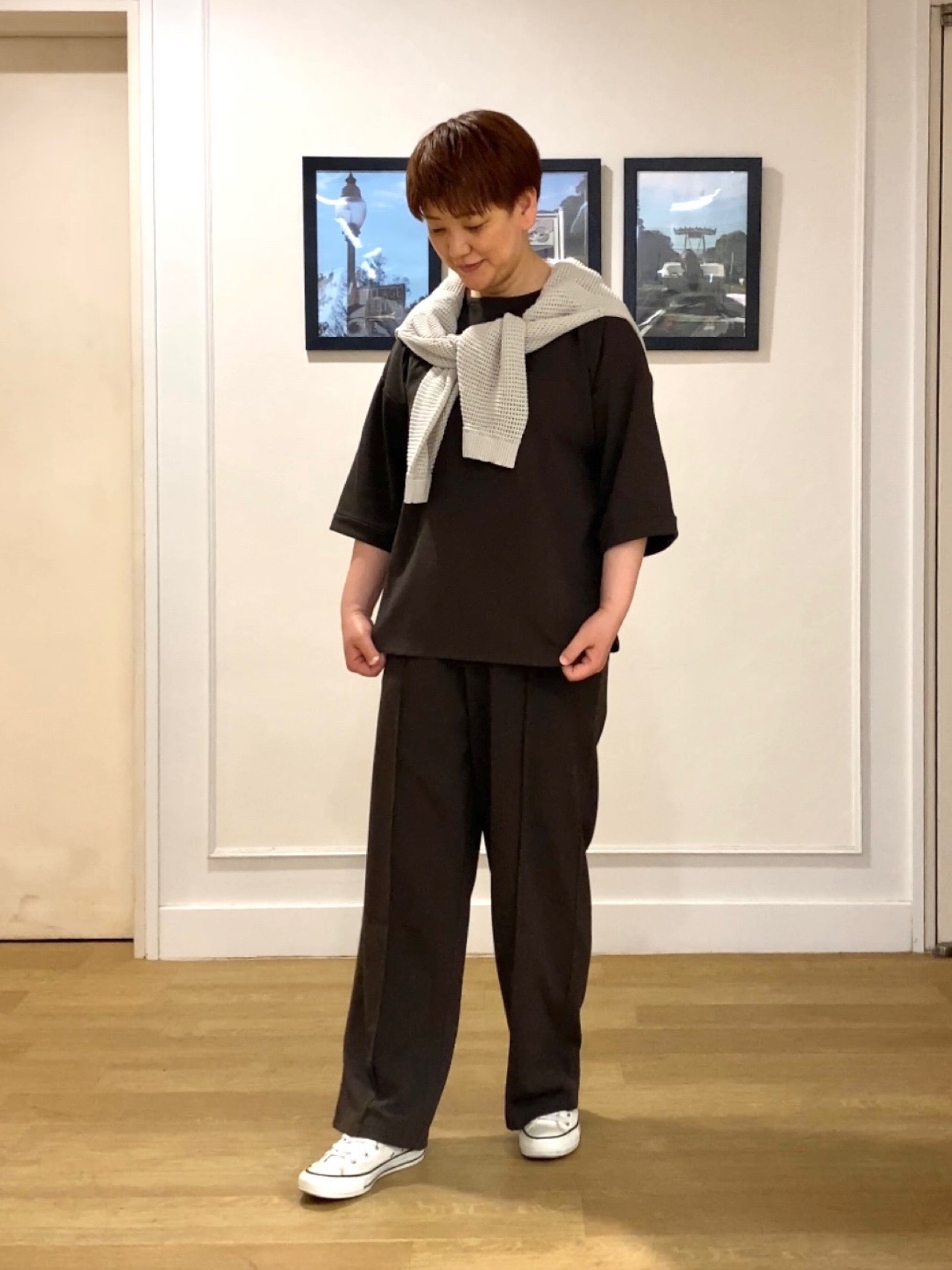 Hiroさんの「Dessin｜【洗える】コットンメッシュニットカーディガン」を使ったコーディネート