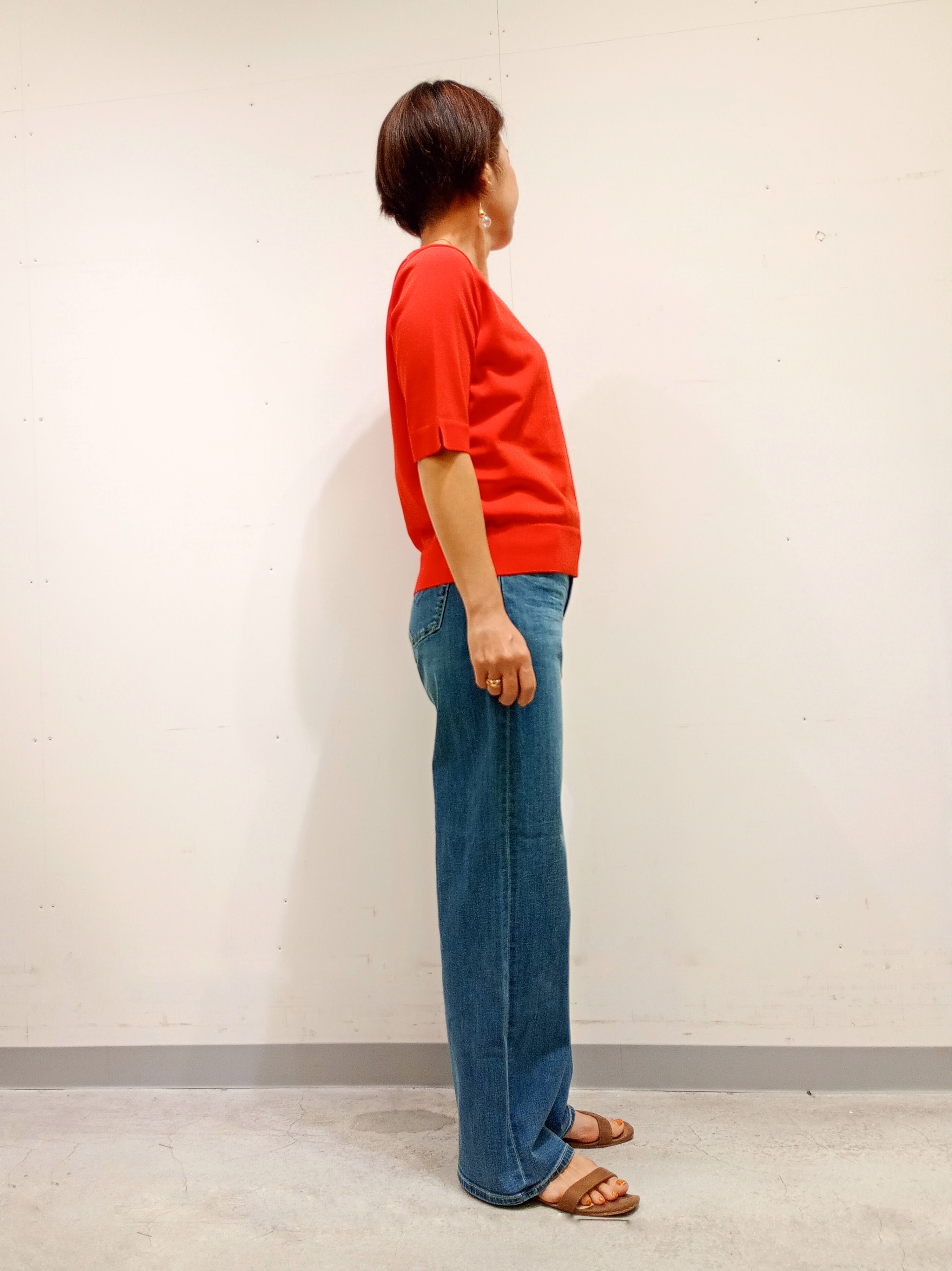 Kさんの「INDIVI｜【UVケア/接触冷感／アンサンブル】丸首カーディガン＆袖スリット5分袖ニット」を使ったコーディネート