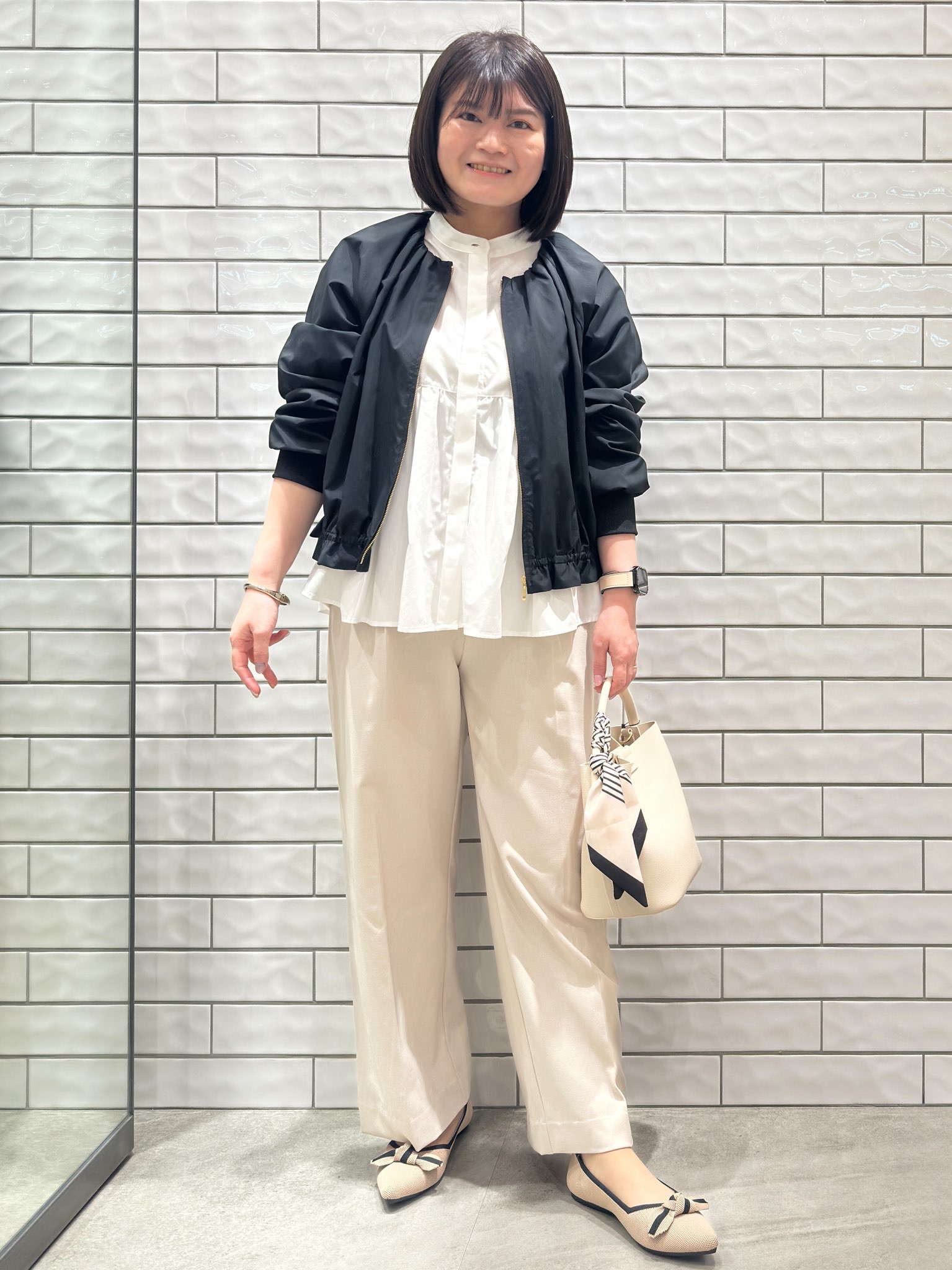 Minさんの「OPAQUE.CLIP｜接触冷感ノーカラーブルゾン【洗濯機OK／防シワ】」を使ったコーディネート