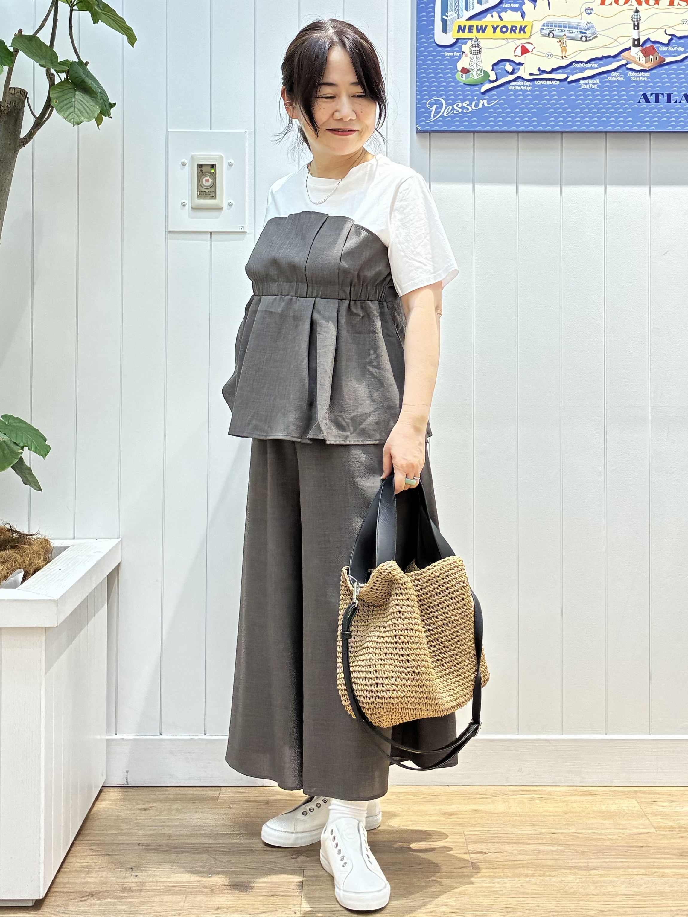 msatoさんの「Dessin｜【洗える】ミドル丈シアーカーディガン」を使ったコーディネート