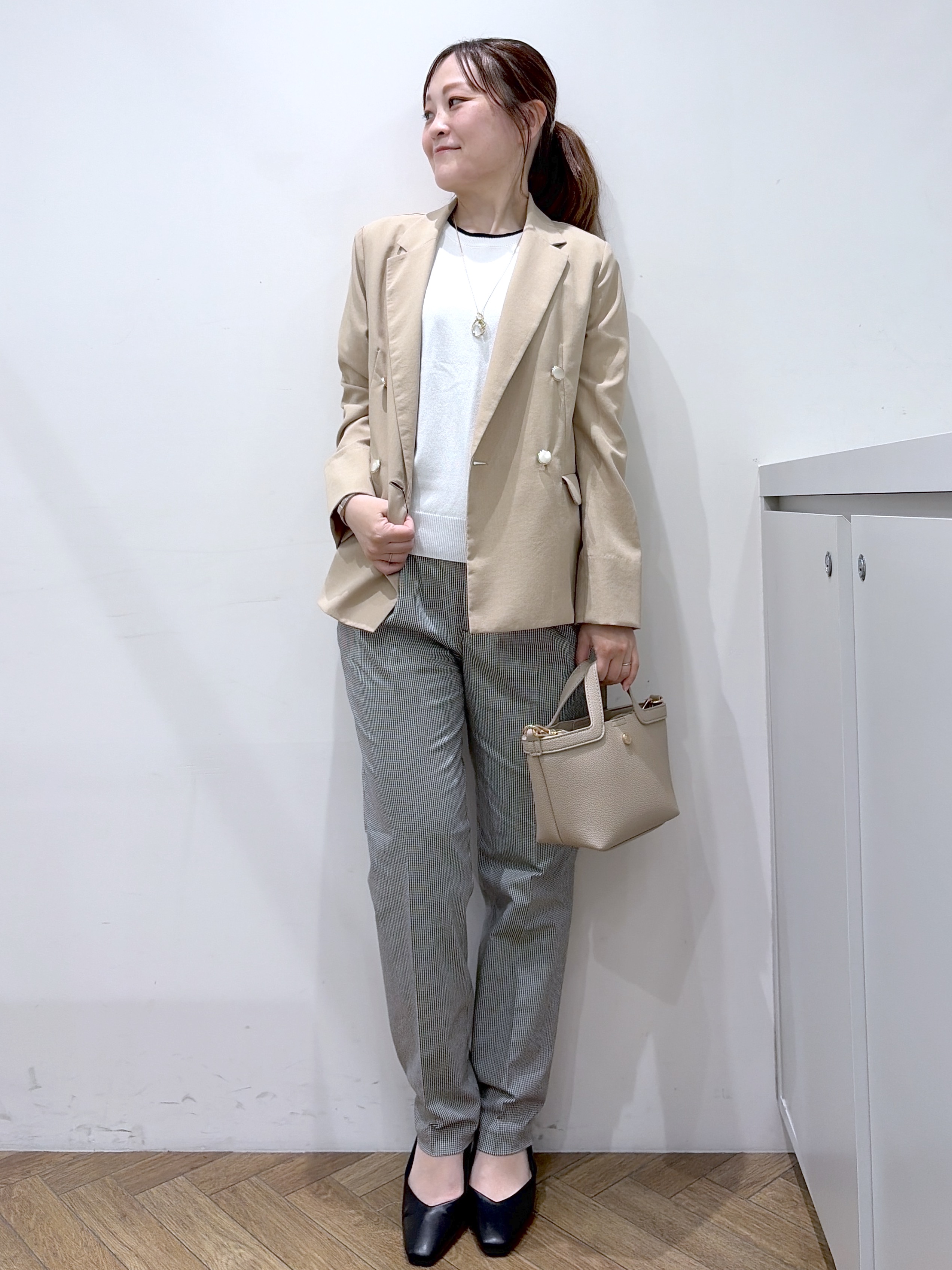 Junさんの「index｜《再入荷》ダブルブレストテーラードジャケット【接触冷感／吸水速乾／イージーアイロン／防シワ／洗濯機O」を使ったコーディネート