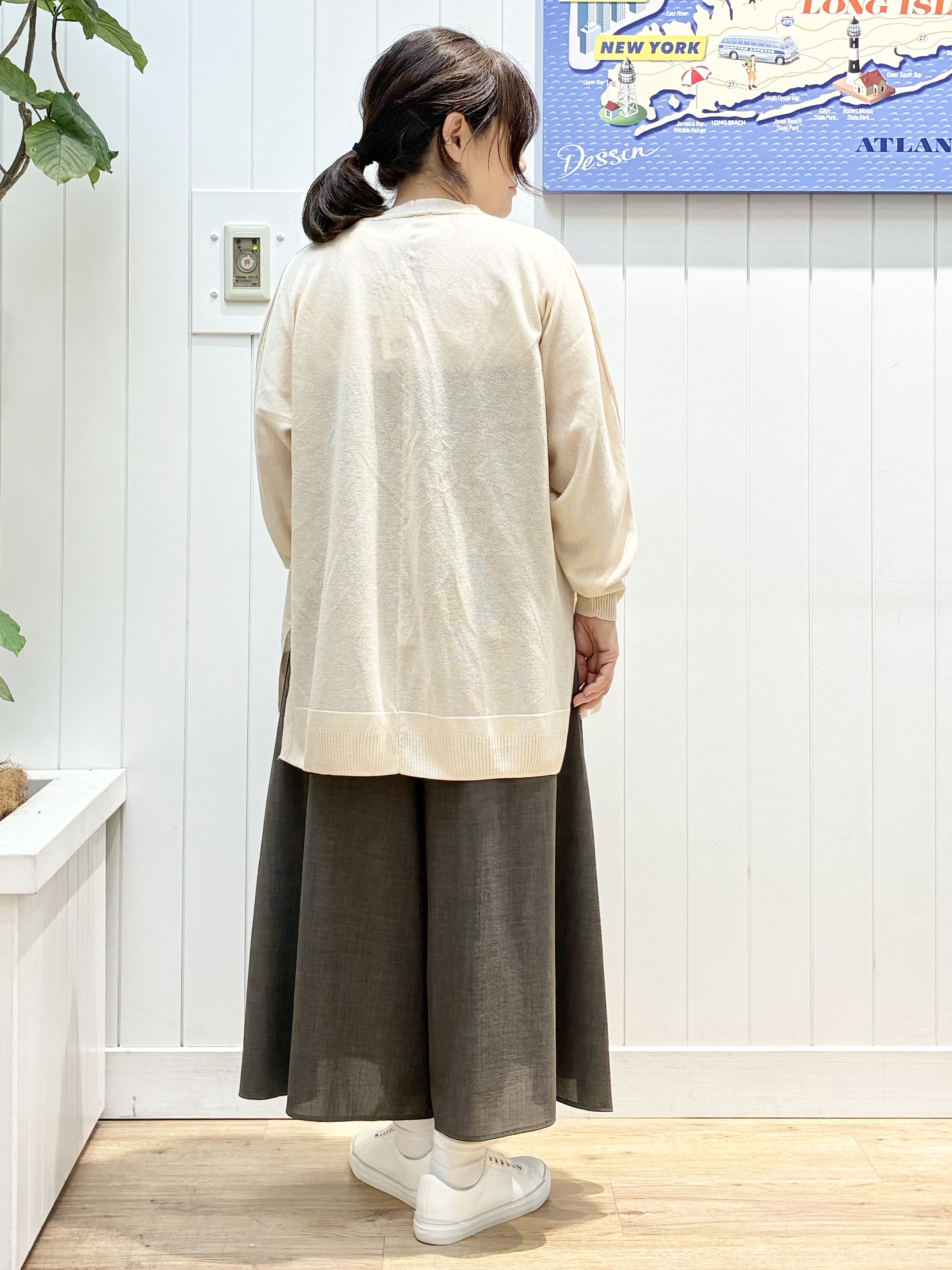msatoさんの「Dessin｜【洗える】ミドル丈シアーカーディガン」を使ったコーディネート