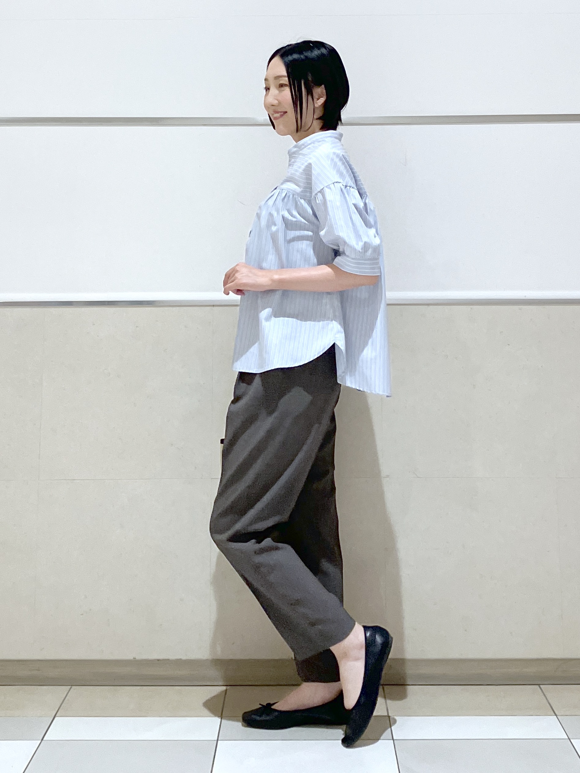 eriko さんの「Dessin｜【洗える】ストライプスキッパーシャツ」を使ったコーディネート