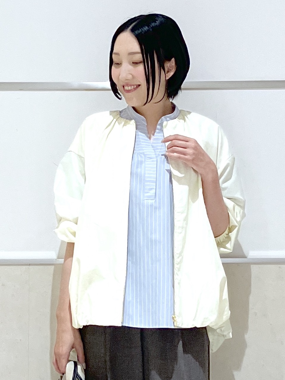 eriko さんの「Dessin｜【洗える】ストライプスキッパーシャツ」を使ったコーディネート