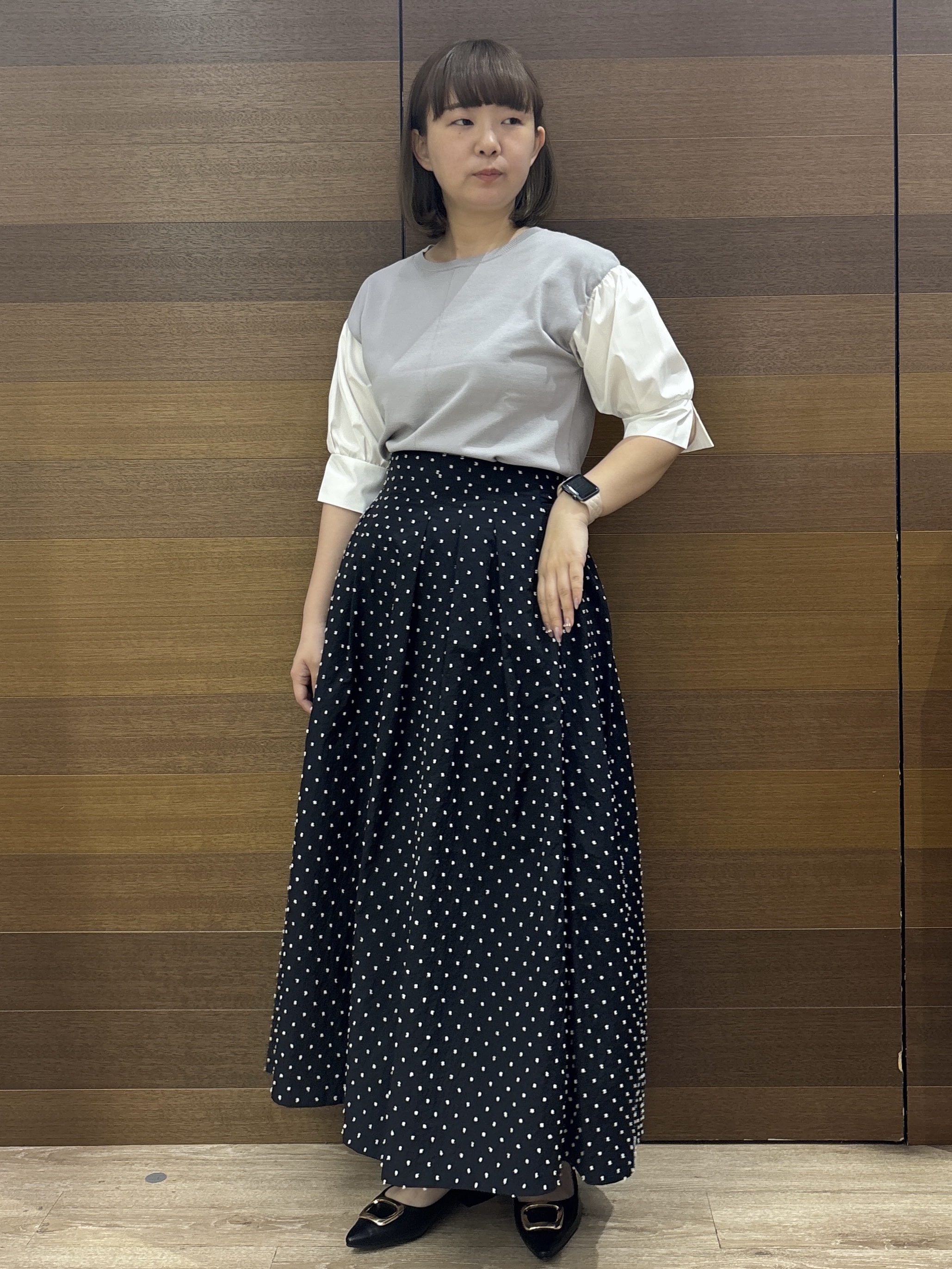 yumeさんの「OPAQUE.CLIP｜ボリュームスリーブドッキングニット」を使ったコーディネート