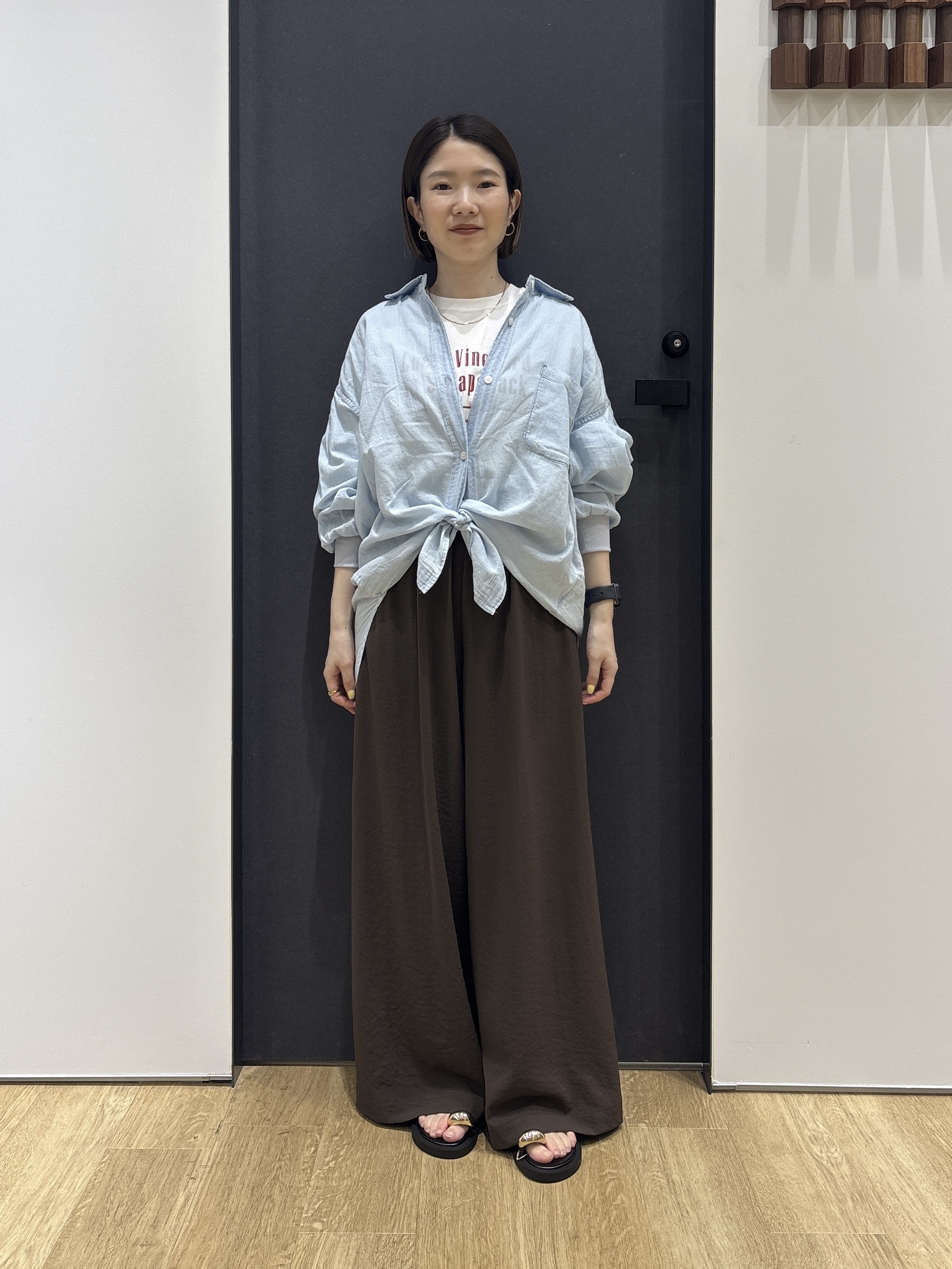 risaさんの「Dessin｜【セットアップ可/洗える】2オンスシアーデニムシャツ」を使ったコーディネート