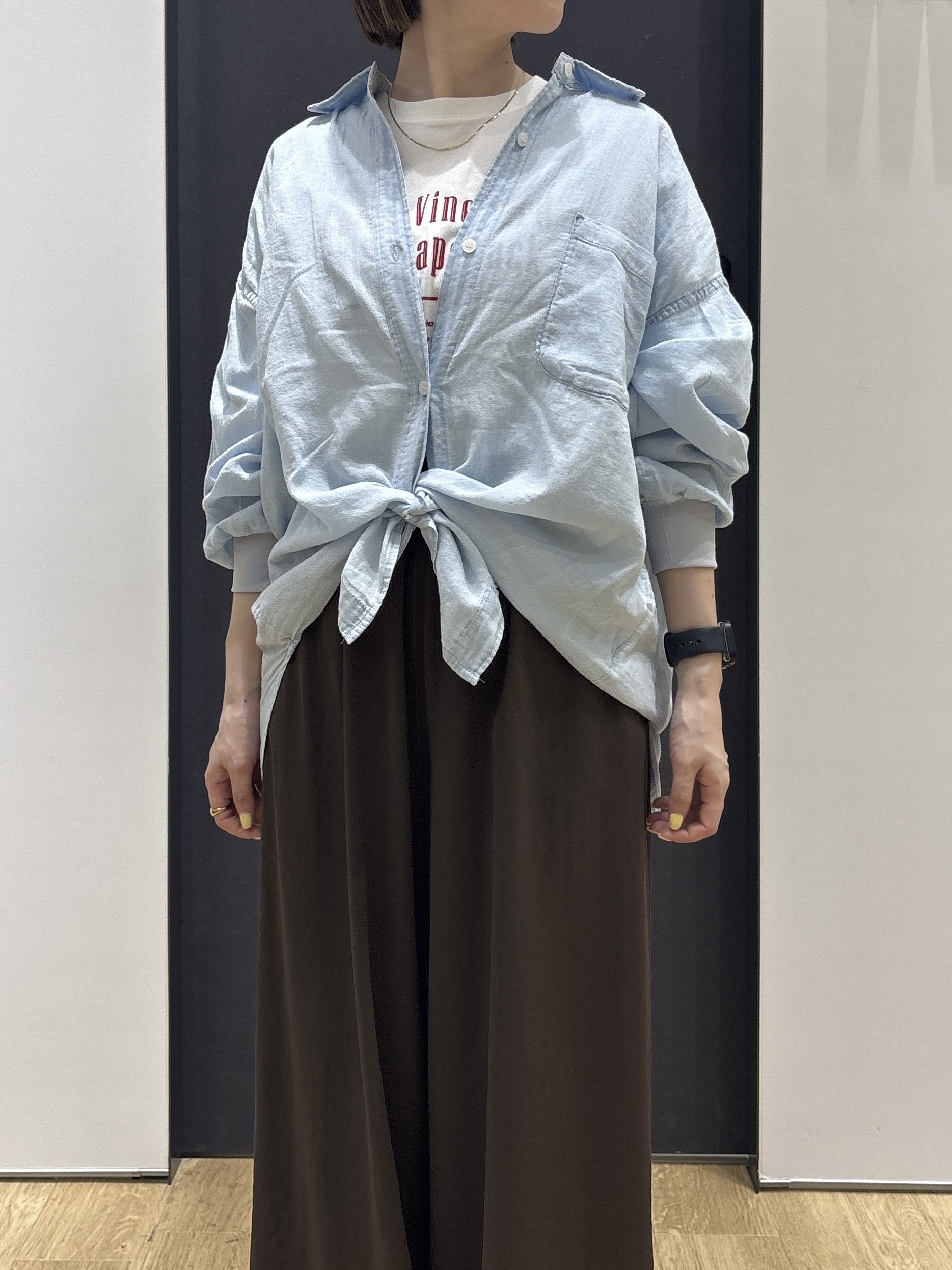 risaさんの「Dessin｜【セットアップ可/洗える】2オンスシアーデニムシャツ」を使ったコーディネート