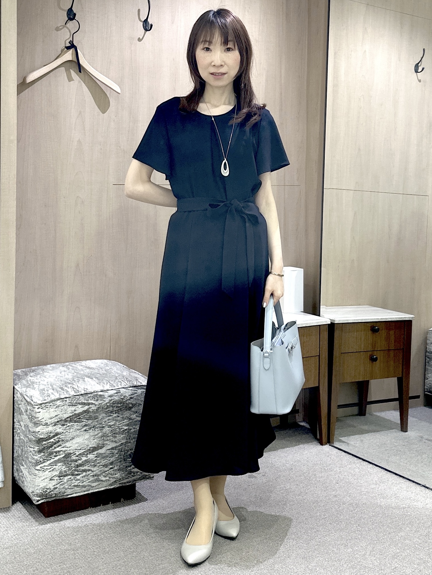 Miwaさんの「UNTITLED｜【接触冷感/吸水速乾/洗える】ドレープツイルワンピース」を使ったコーディネート