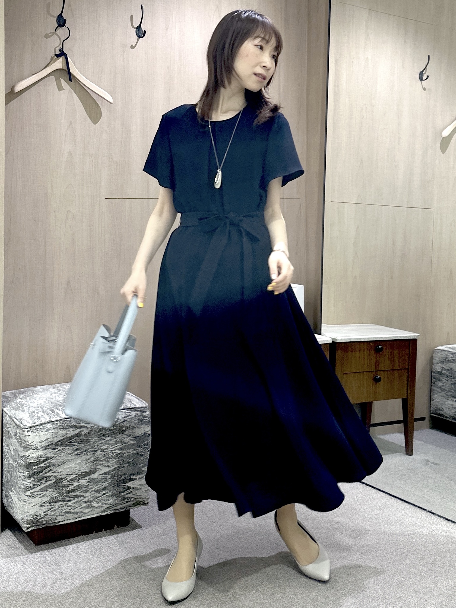 Miwaさんの「UNTITLED｜【接触冷感/吸水速乾/洗える】ドレープツイルワンピース」を使ったコーディネート