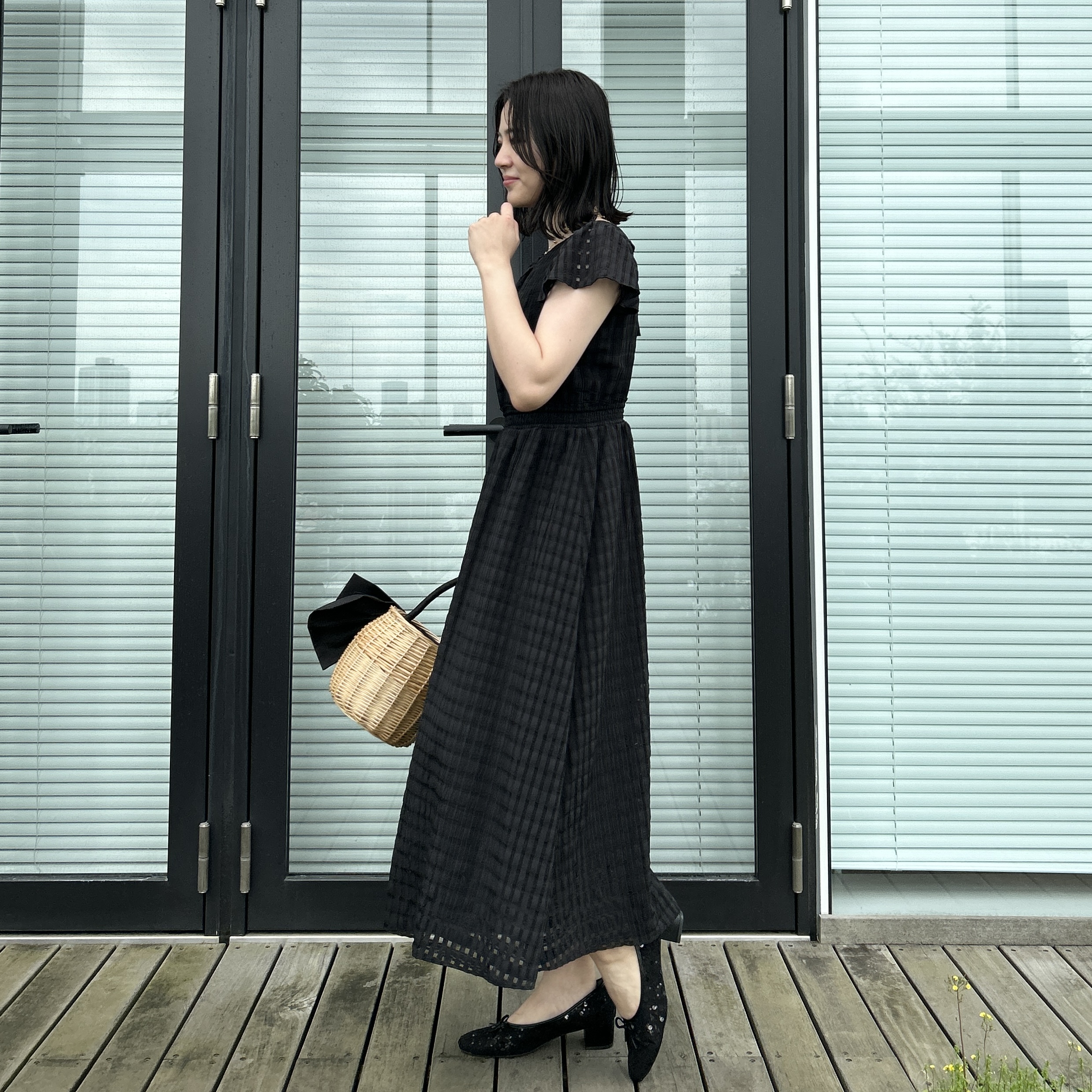 shinoさんの「Couture brooch｜【洗える】シアーチェック ワンピース」を使ったコーディネート