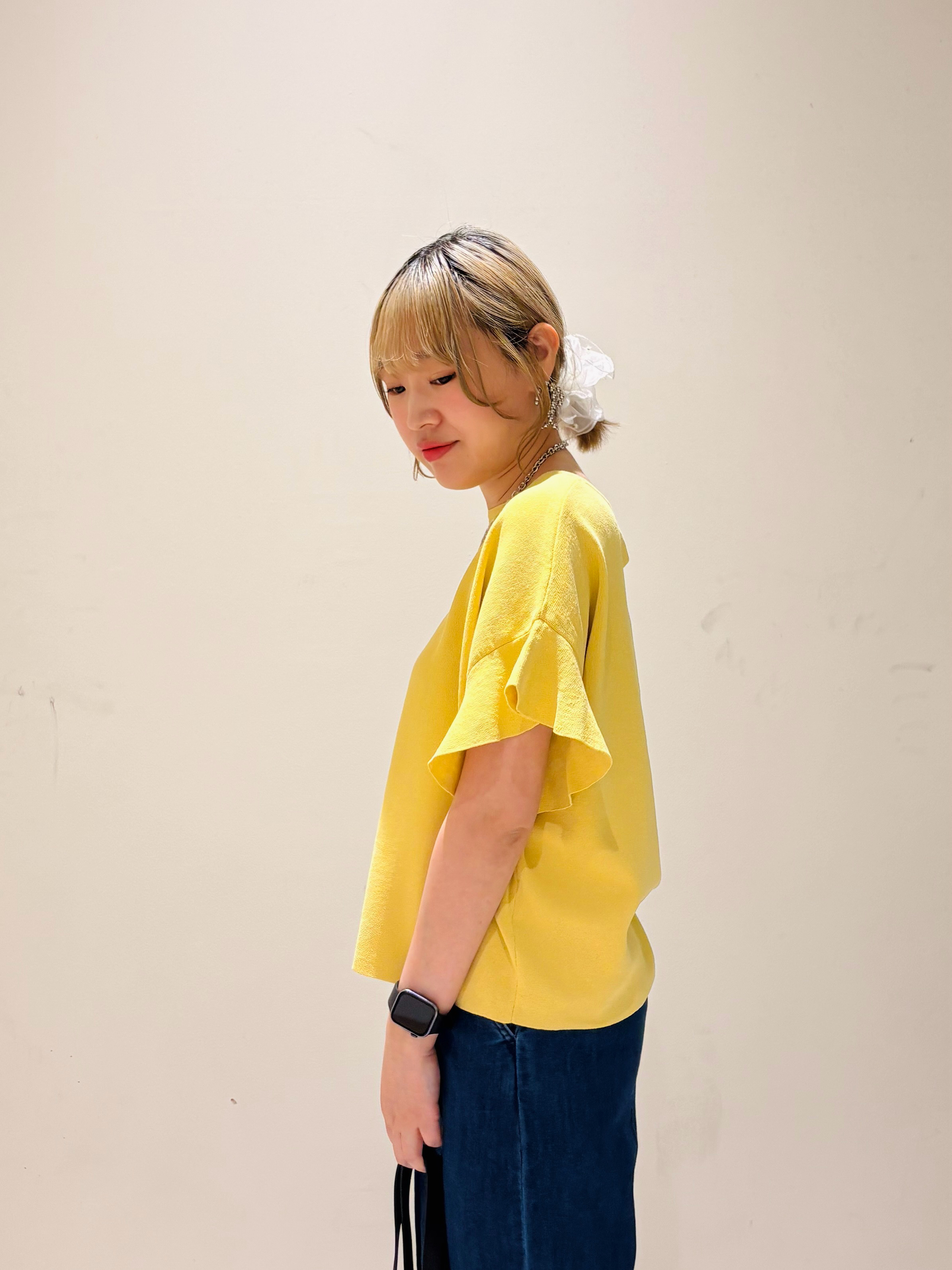 みきちぃさんの「OPAQUE.CLIP｜【UV／遮熱性】フリルスリーブニット《7col／洗濯機OK》」を使ったコーディネート