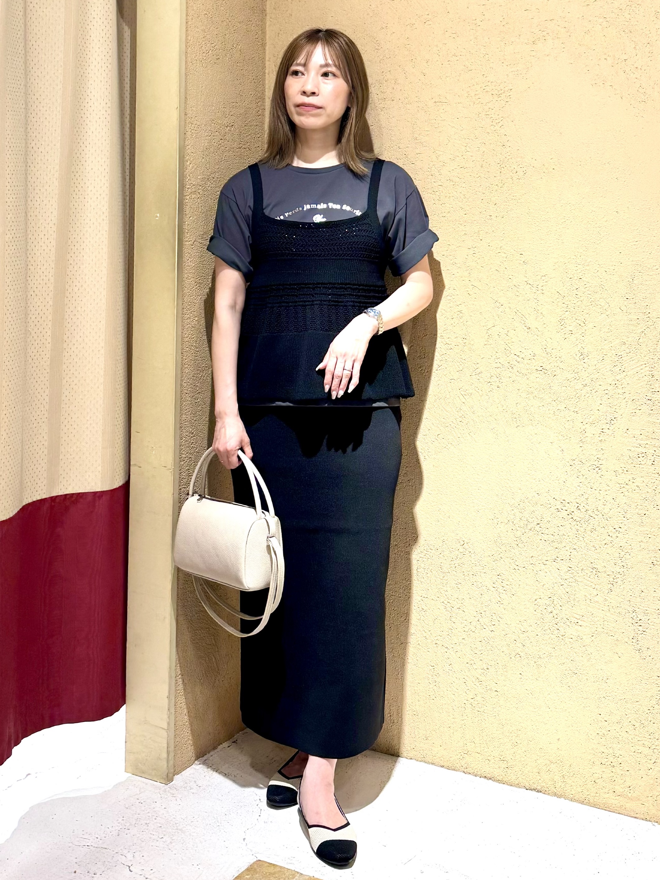 さち。さんの「grove｜【2点SET】着るだけで完成、透かし編みニットビスチェ&times;ブラウス」を使ったコーディネート