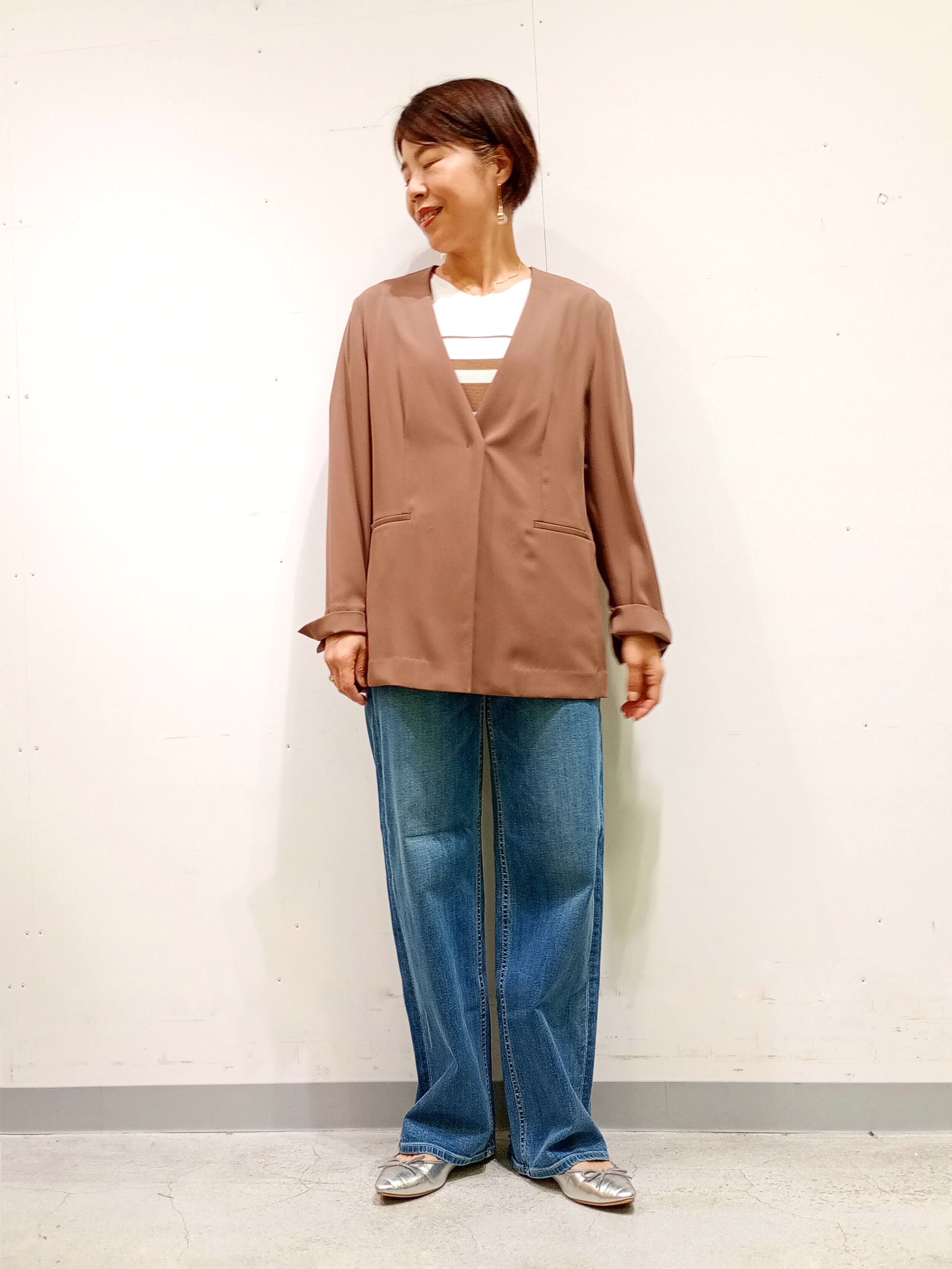 Kさんの「INDIVI｜【接触冷感／透湿／着る日傘】ノーカラージャケット」を使ったコーディネート
