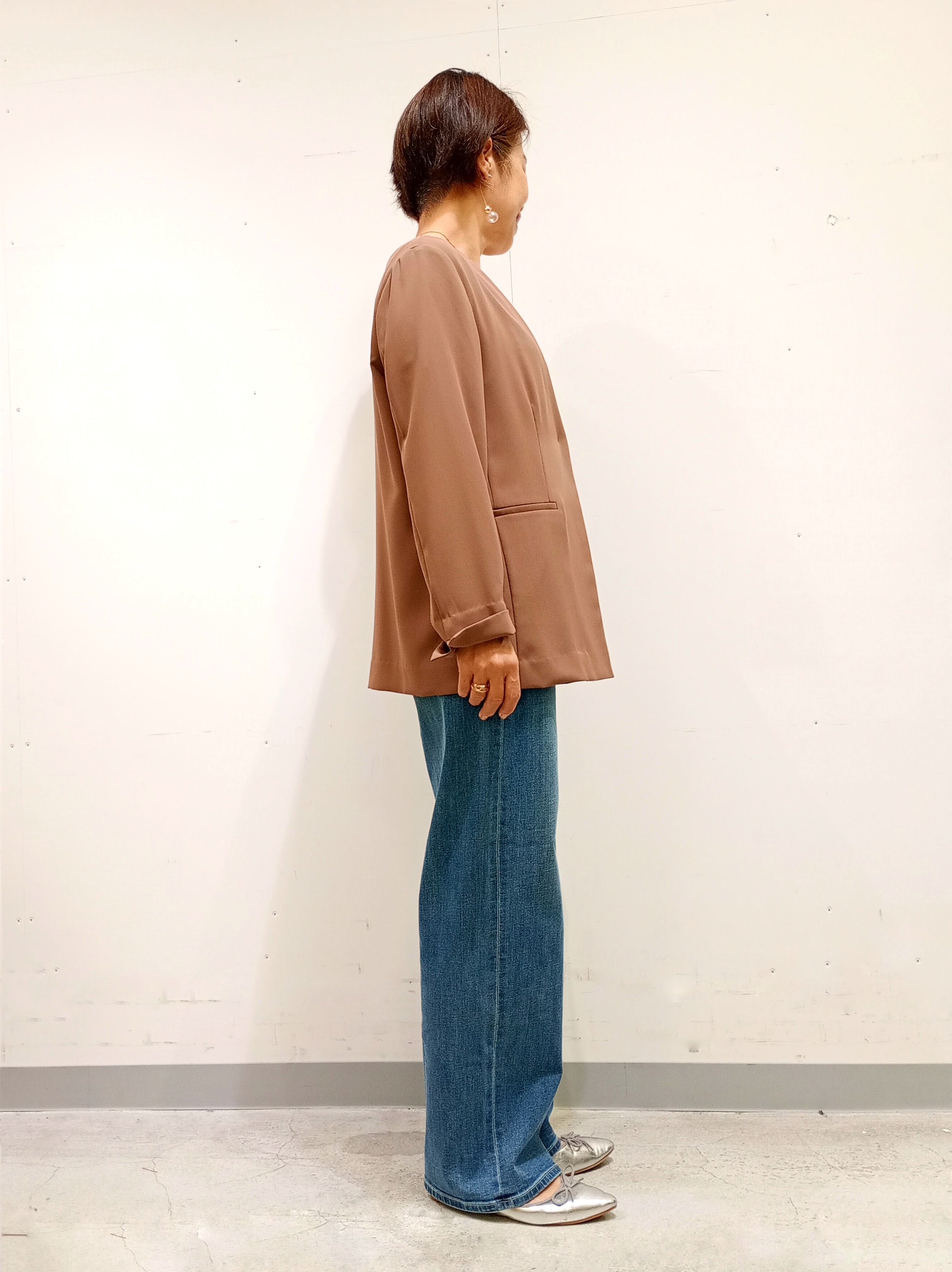 Kさんの「INDIVI｜【接触冷感／透湿／着る日傘】ノーカラージャケット」を使ったコーディネート