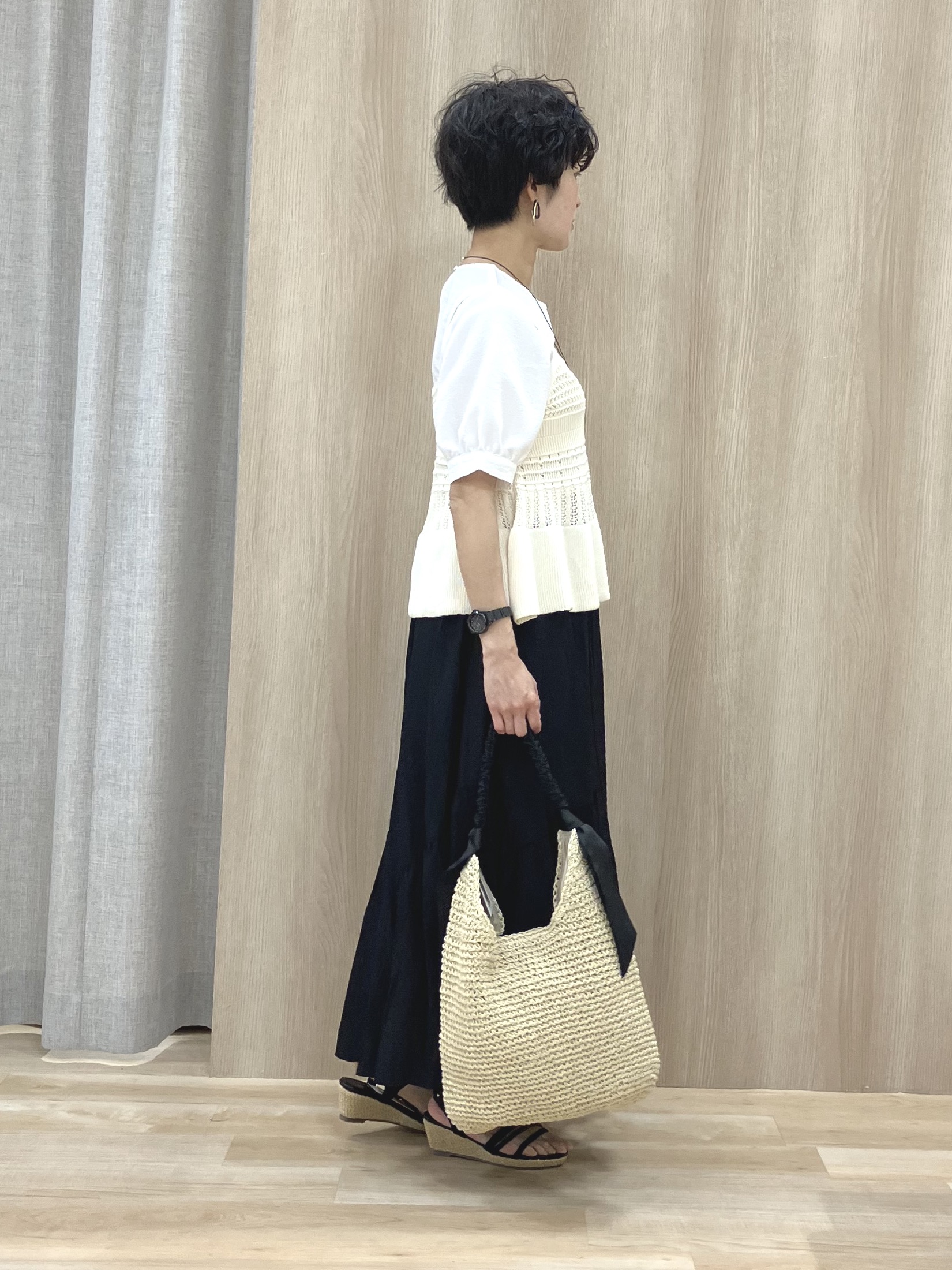 Keiさんの「grove｜人気急上昇！【貴島明日香さん着用】軽やかにゆれる、ティアードスカート」を使ったコーディネート
