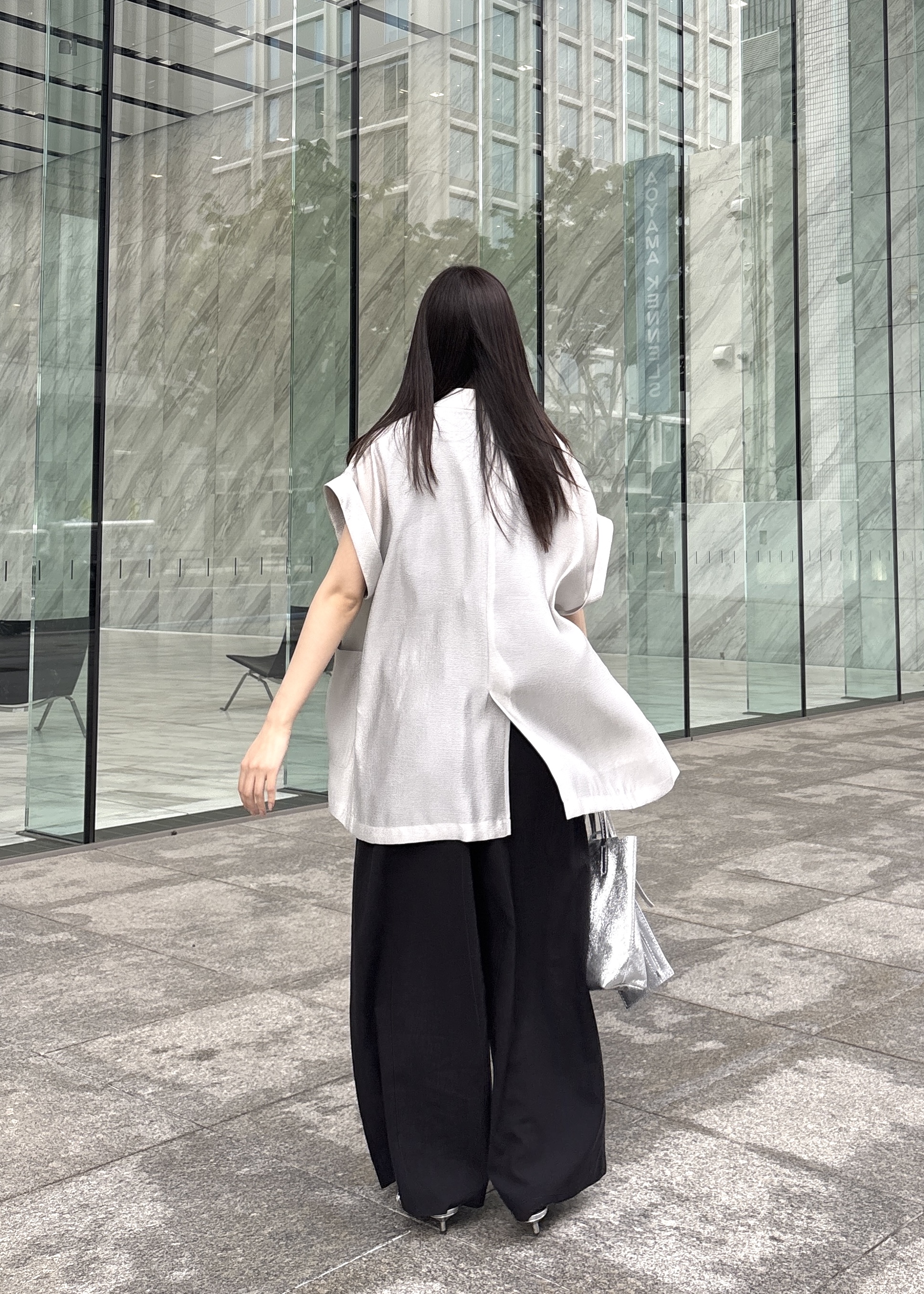Renoさんの「INDIVI｜ワッシャーシアー半袖ダブルジャケット」を使ったコーディネート