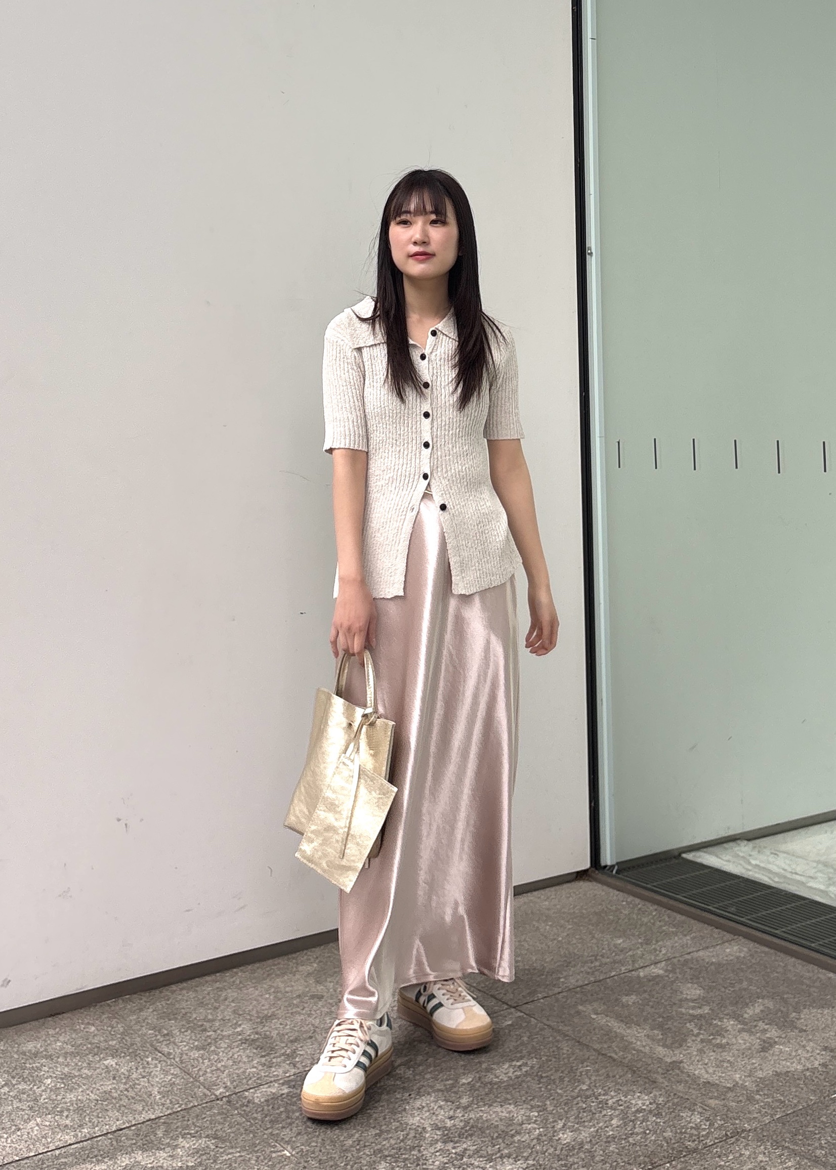Renoさんの「INDIVI｜ハーフスリーブポロニットカーデ」を使ったコーディネート
