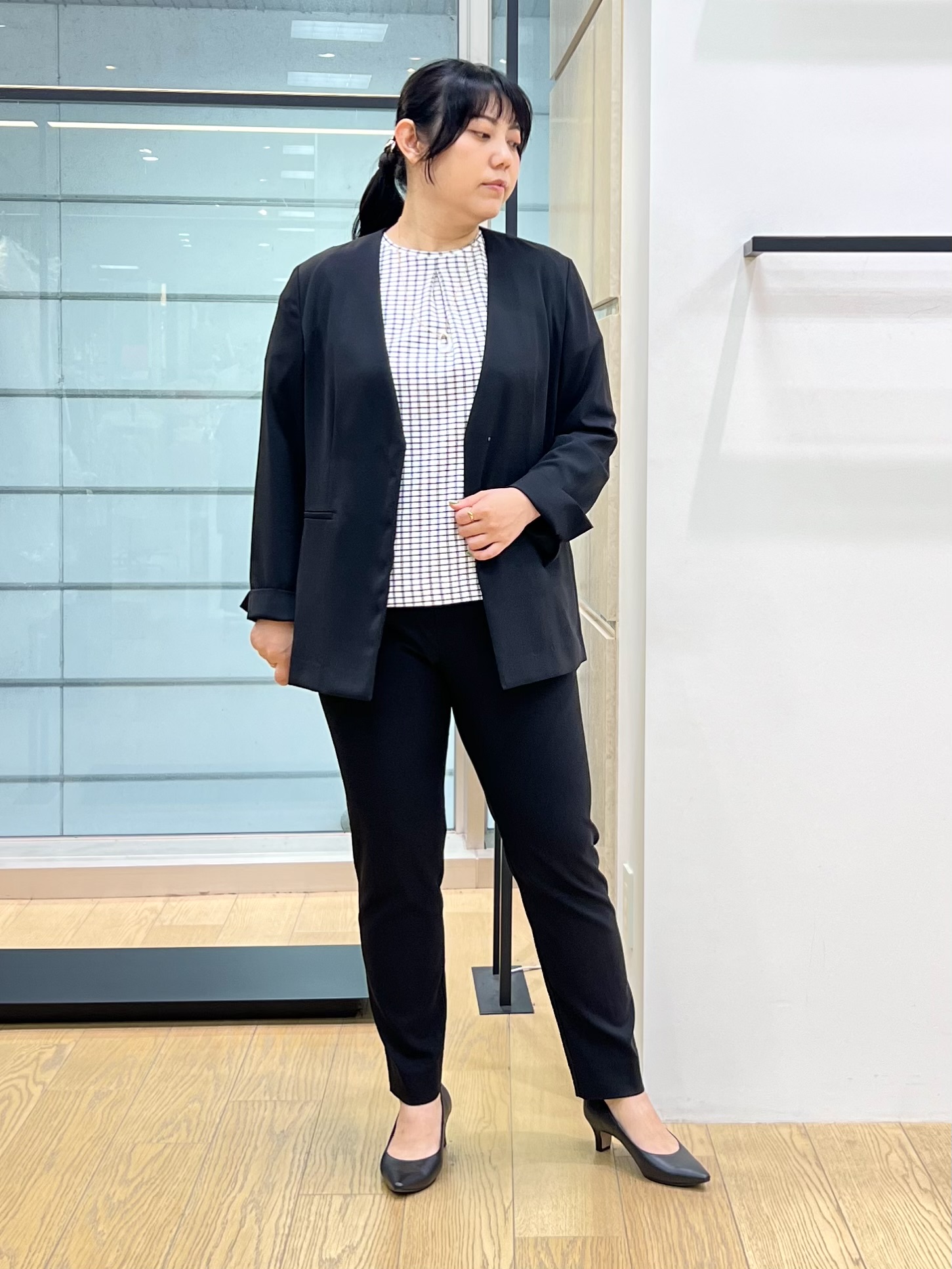 shimaさんの「INDIVI｜【接触冷感／透湿／着る日傘】ノーカラージャケット」を使ったコーディネート