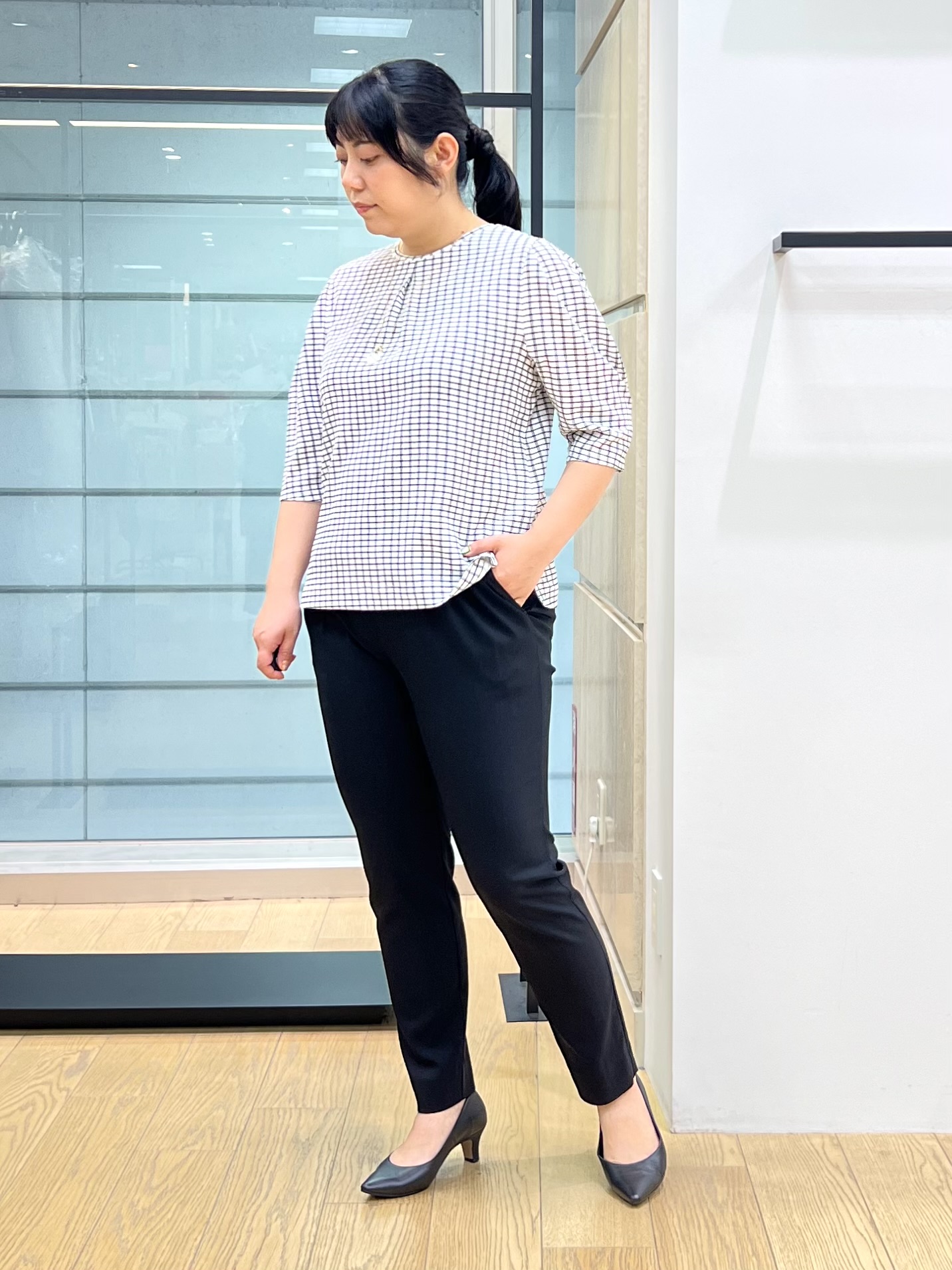 shimaさんの「INDIVI｜【接触冷感／透湿／着る日傘】ノーカラージャケット」を使ったコーディネート