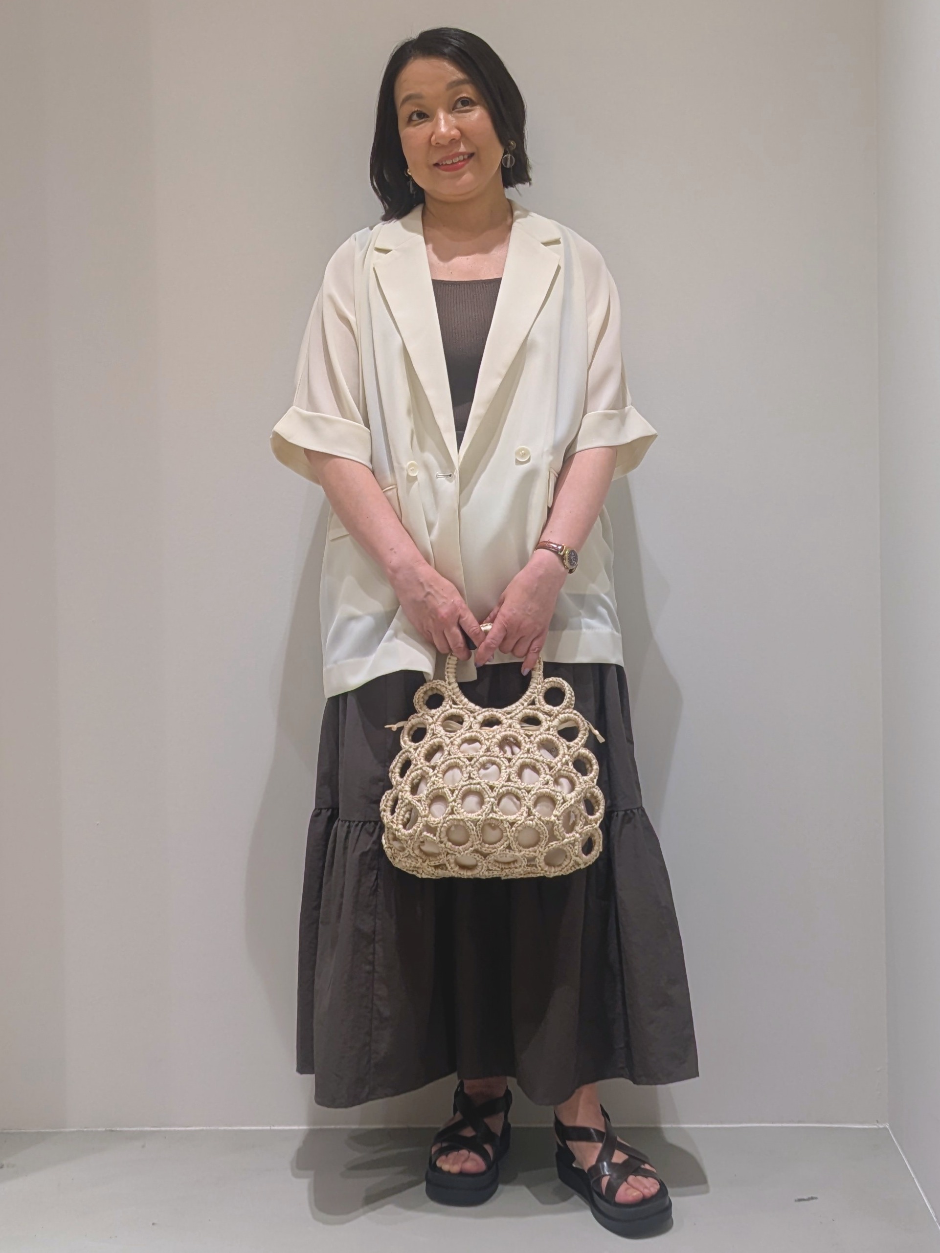 ゆきさんの「OPAQUE.CLIP｜【接触冷感／吸水速乾／防シワ】リネンライクテーラードジャケット《洗濯機OK》」を使ったコーディネート