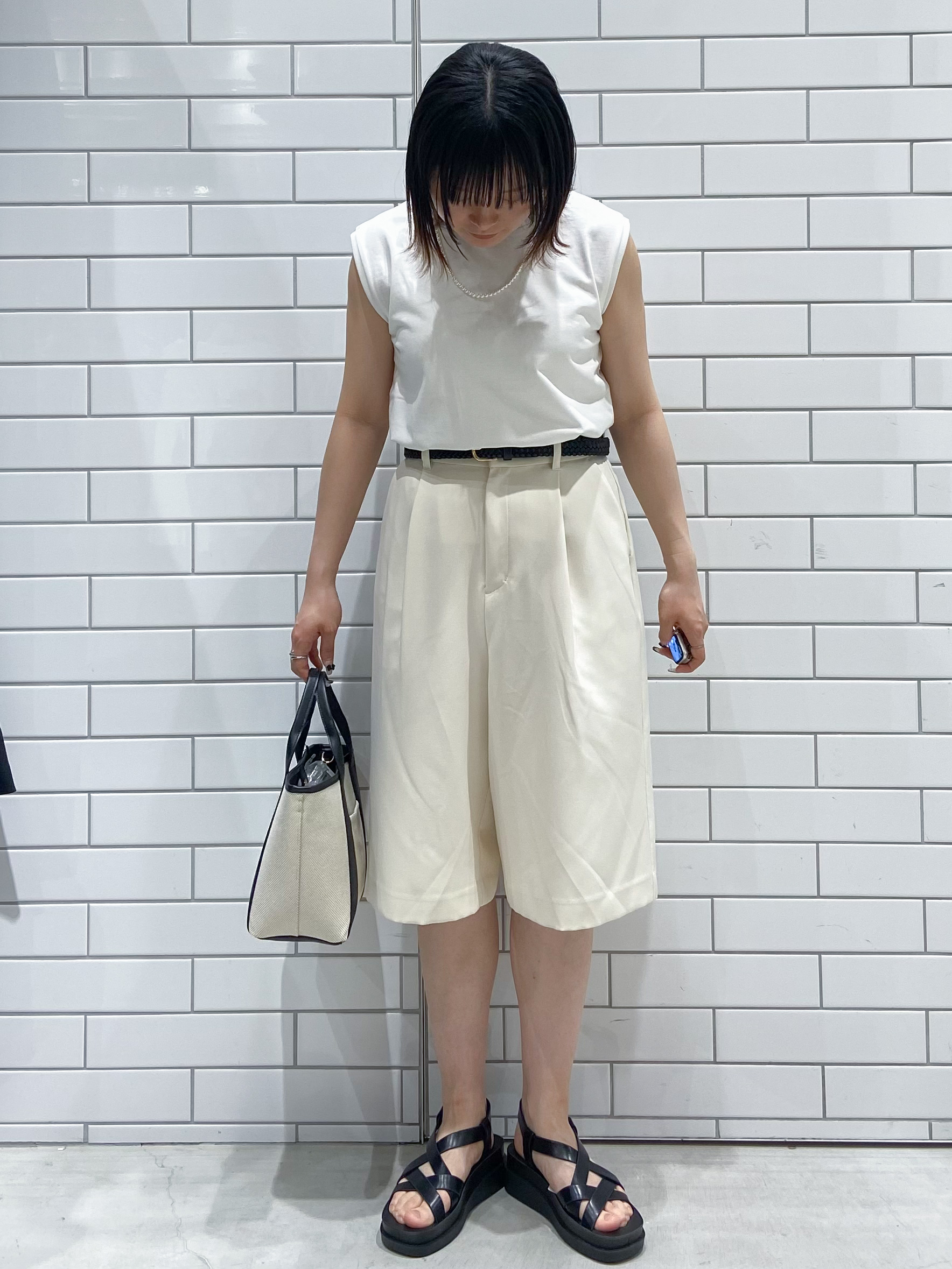 kimiさんの「OPAQUE.CLIP｜マルチボーダーアソート ノースリーブTシャツ【洗濯機OK】」を使ったコーディネート