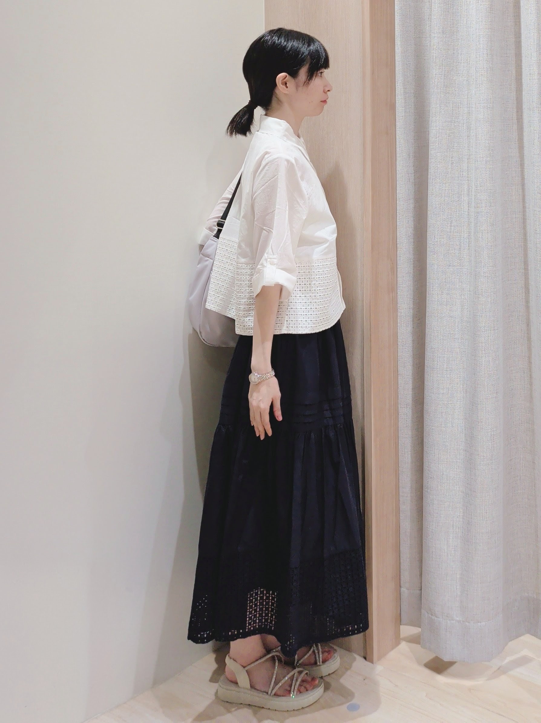 Yuiさんの「grove｜【SETUP可】レースドッキングシャツ」を使ったコーディネート
