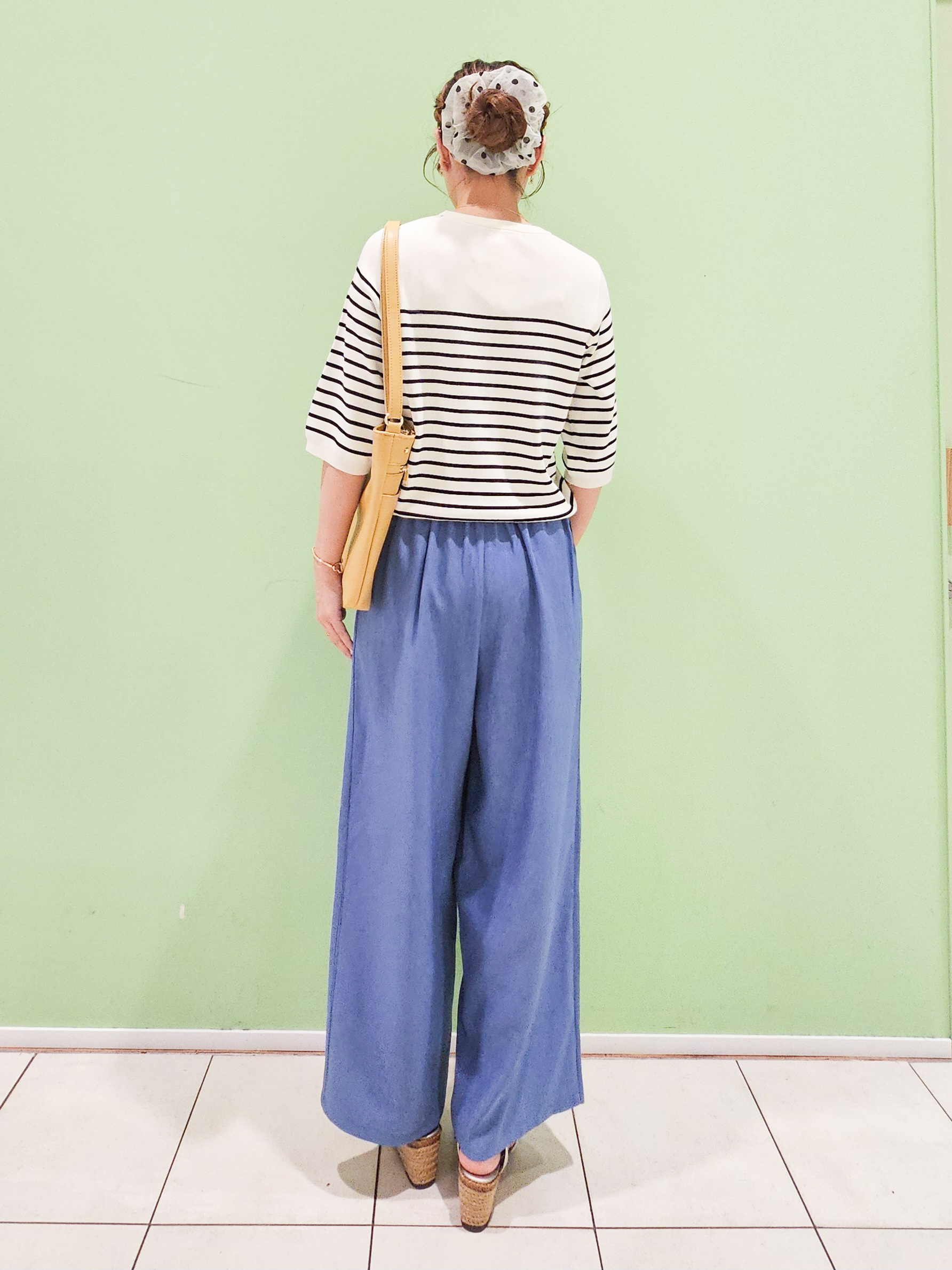 ゆゆさんの「SHOO･LA･RUE｜【毎日洗える/S-LL/UV】上半身すっきり 二の腕見せない5分袖ニット」を使ったコーディネート