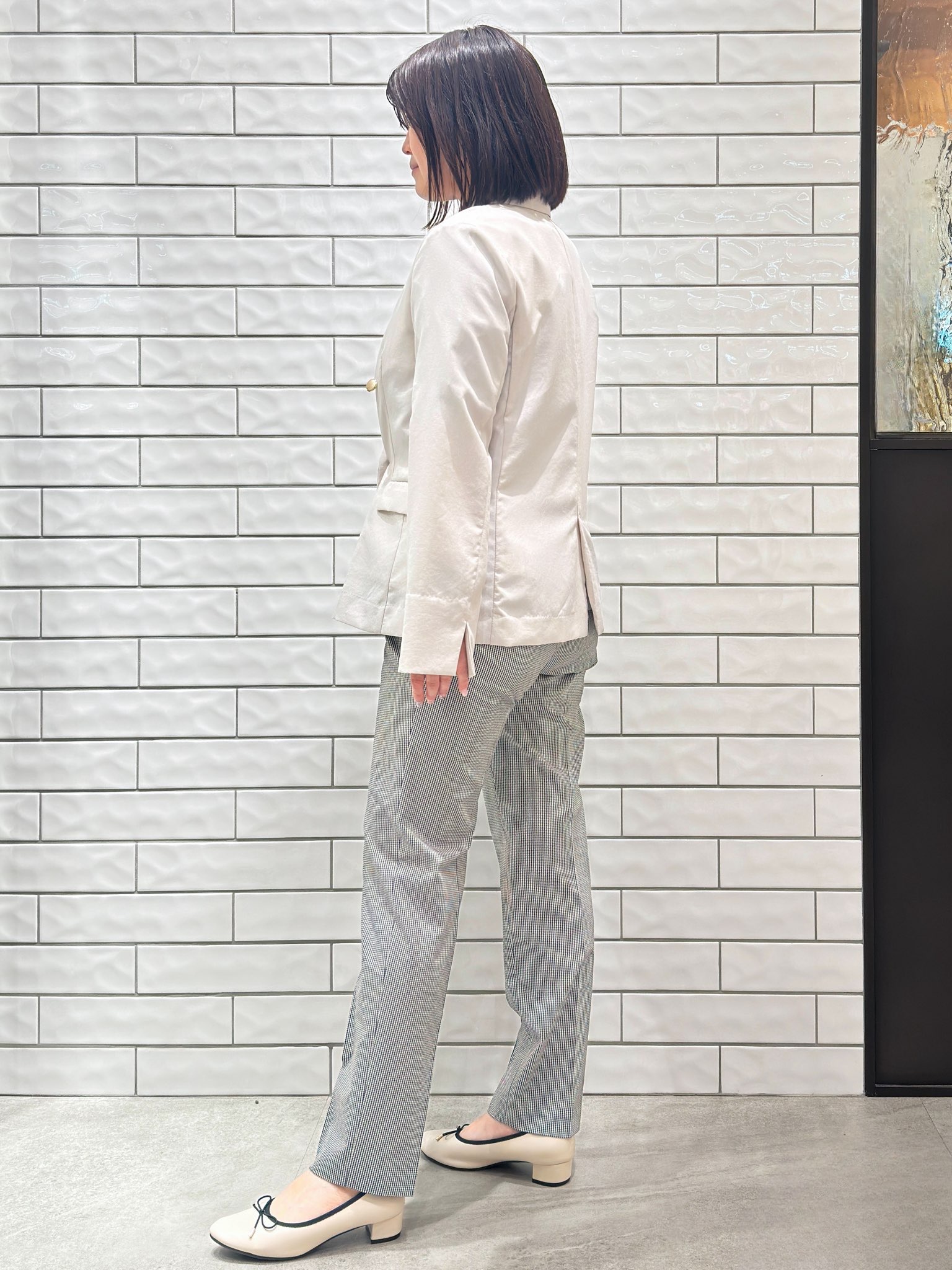 Minさんの「OPAQUE.CLIP｜《再入荷》ダブルブレストテーラードジャケット【接触冷感／吸水速乾／イージーアイロン／防シワ／洗濯機O」を使ったコーディネート