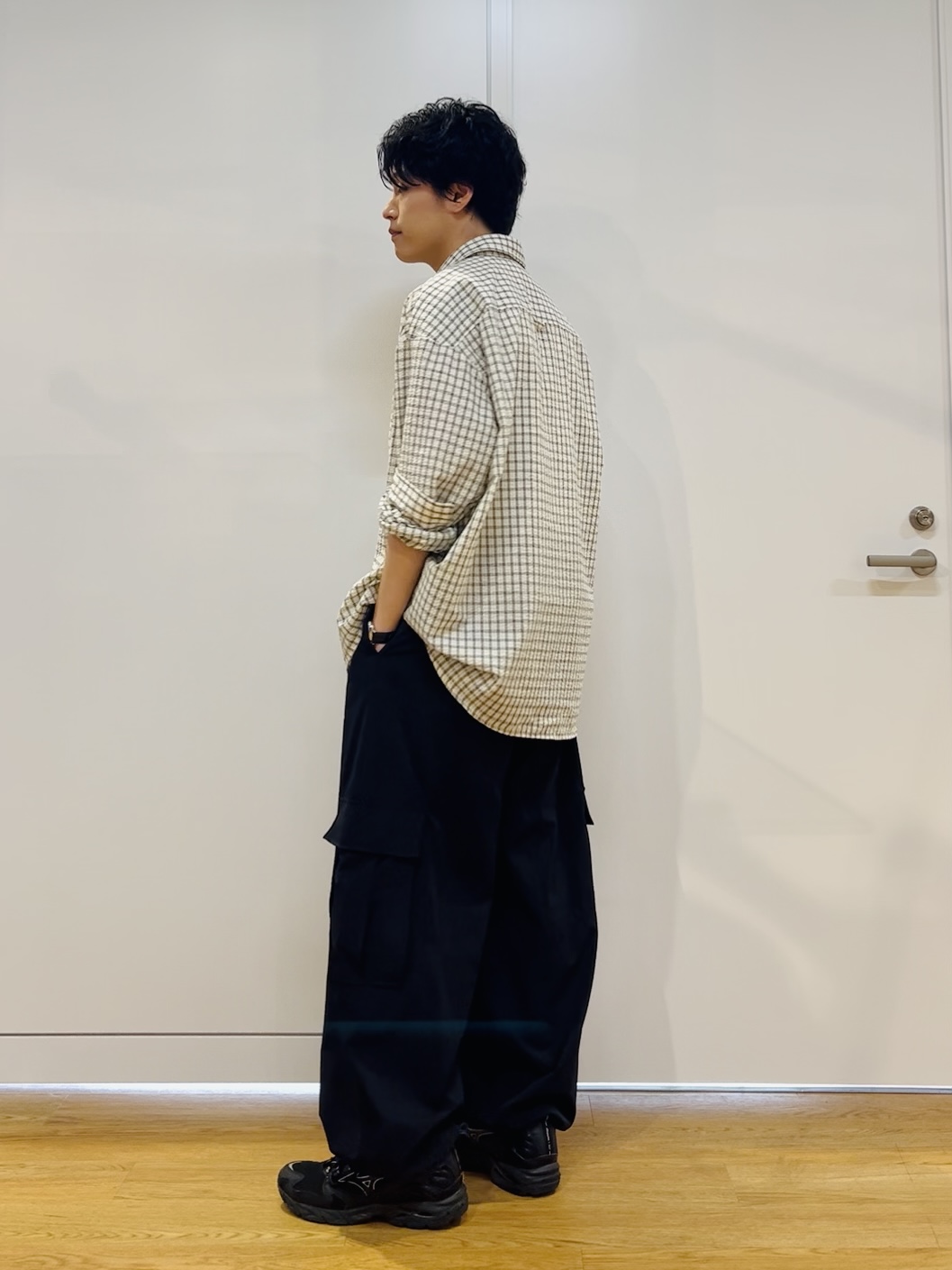 ワッキーさんの「tk.TAKEO KIKUCHI｜シアサッカーチェックシャツ」を使ったコーディネート