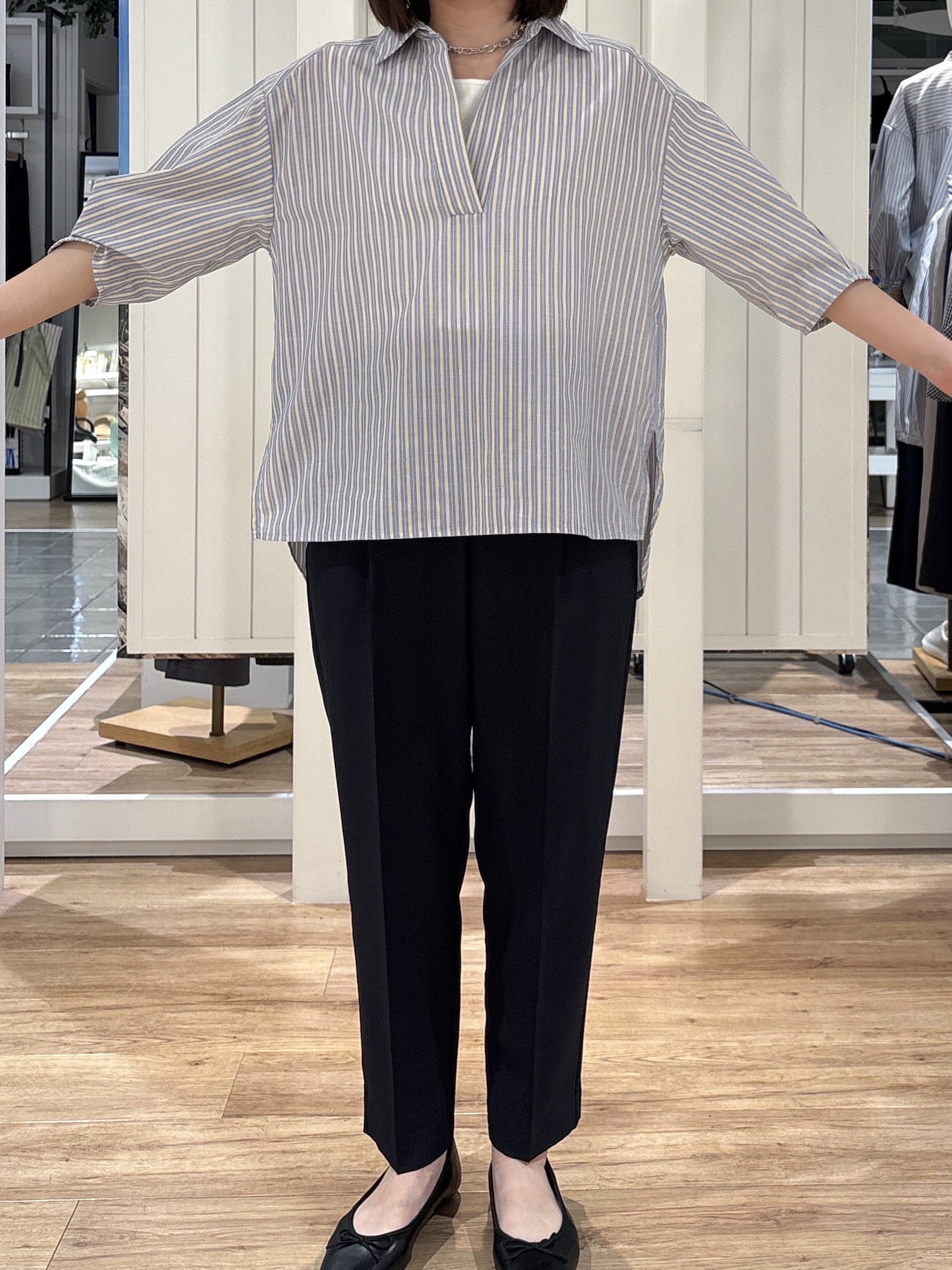 hinakoさんの「Dessin｜【洗える】スキッパーシャツブラウス」を使ったコーディネート