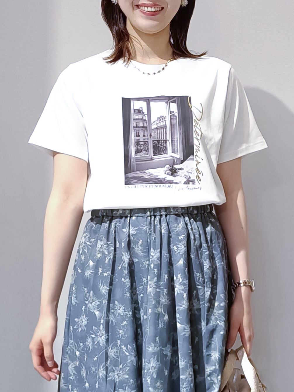 のんさんの「OPAQUE.CLIP｜【接触冷感／UVケア】転写箔プリントTシャツ《洗濯機OK》」を使ったコーディネート