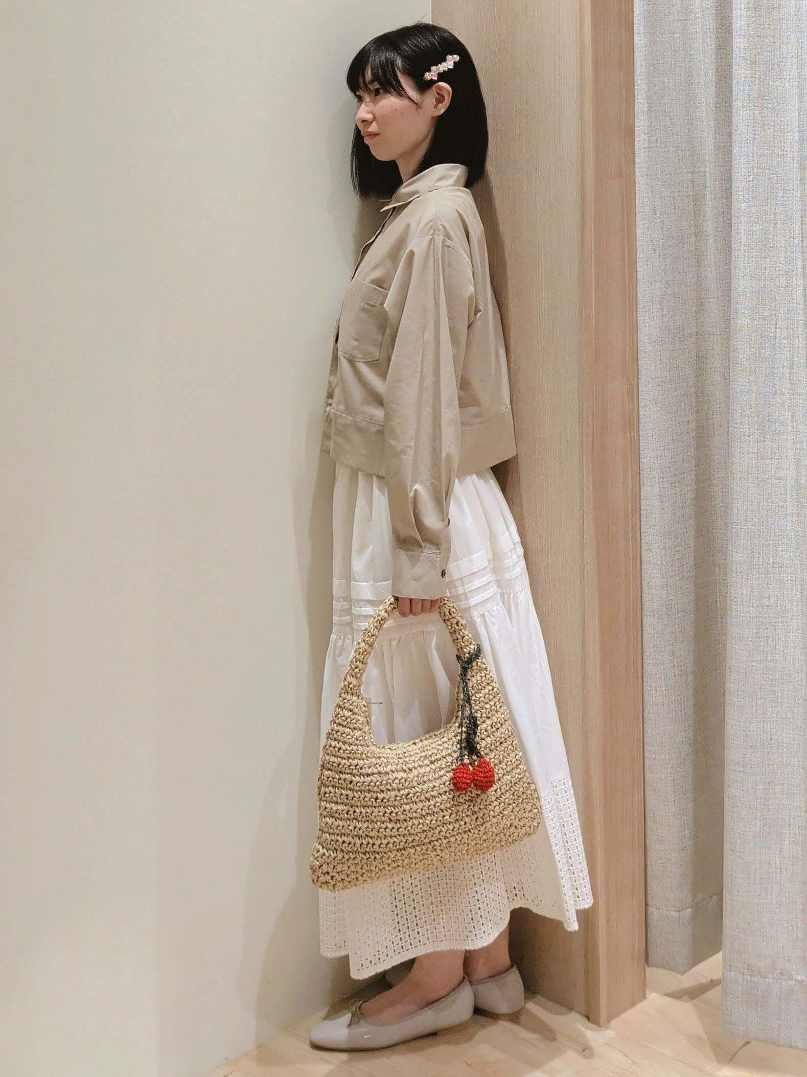 Yuiさんの「grove｜【イージーケア】麻混クロップドシャツ」を使ったコーディネート