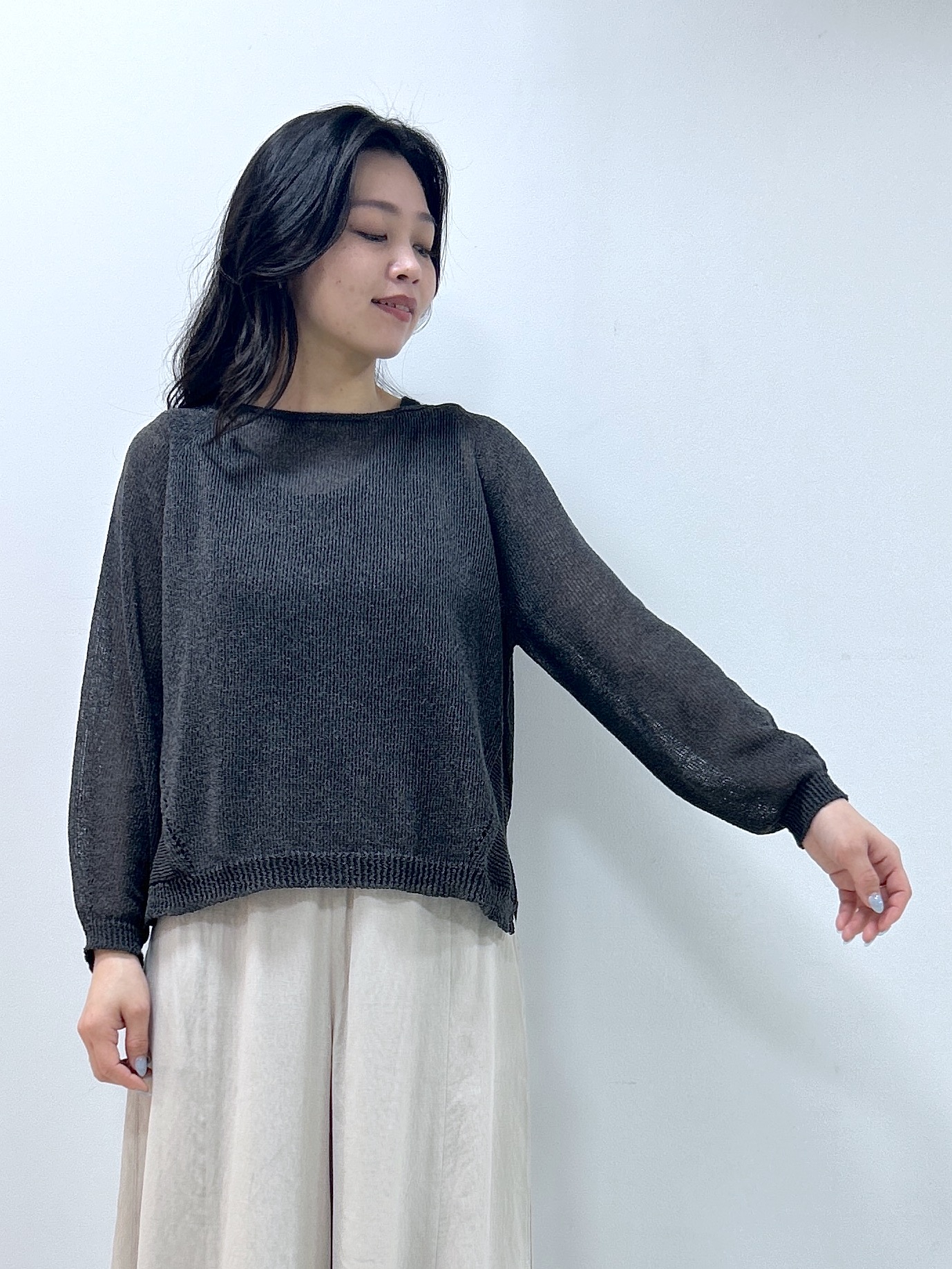 Kaiさんの「Dessin｜【洗える】透かし編みデザインニット」を使ったコーディネート