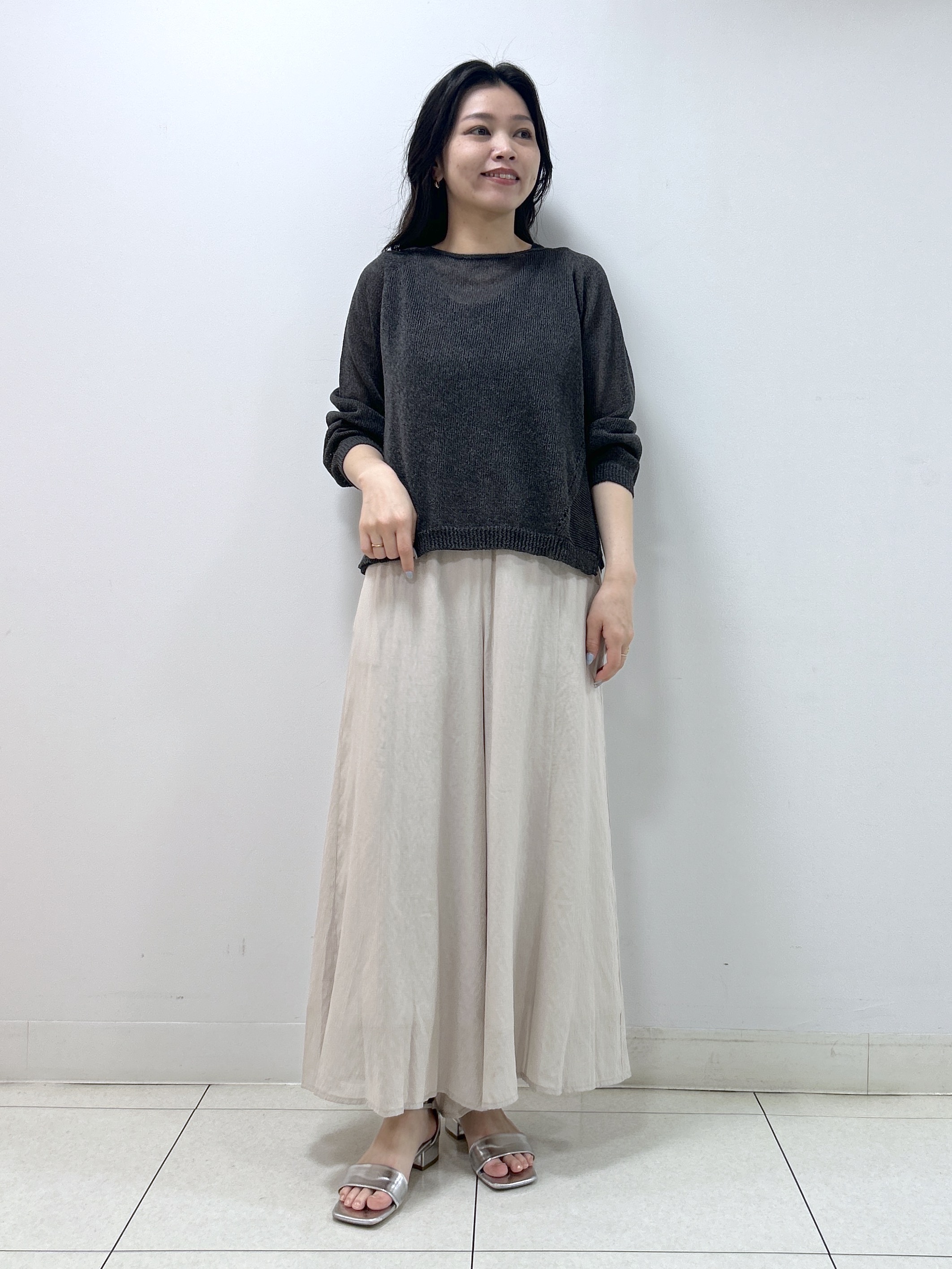 Kaiさんの「Dessin｜【洗える】透かし編みデザインニット」を使ったコーディネート