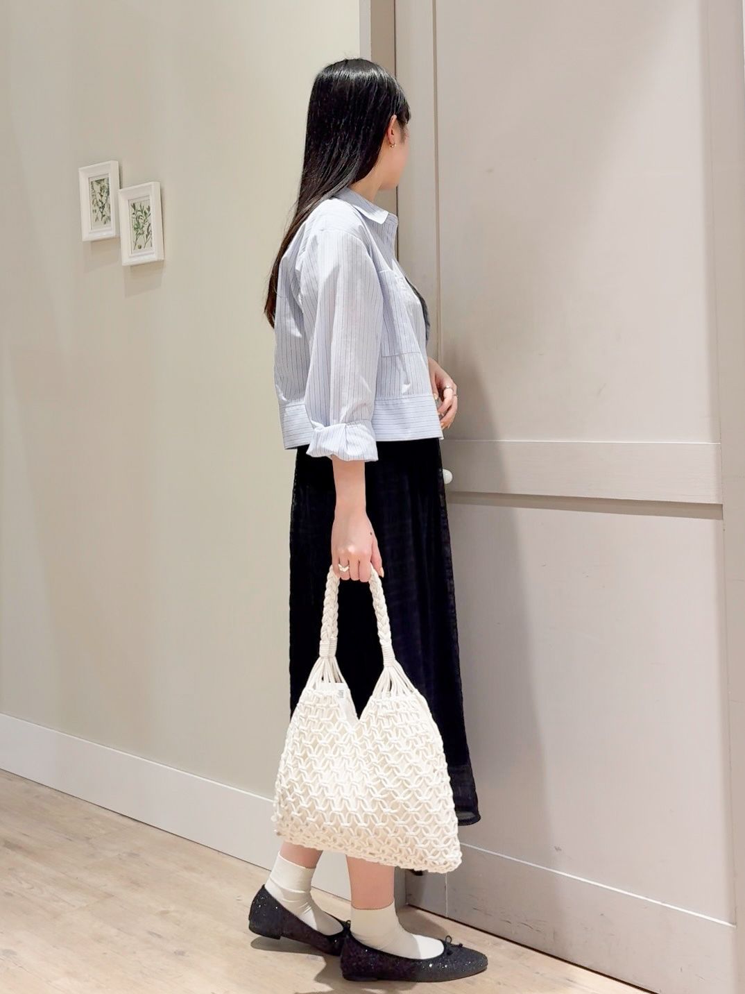 Mayuさんの「grove｜【イージーケア】麻混クロップドシャツ」を使ったコーディネート